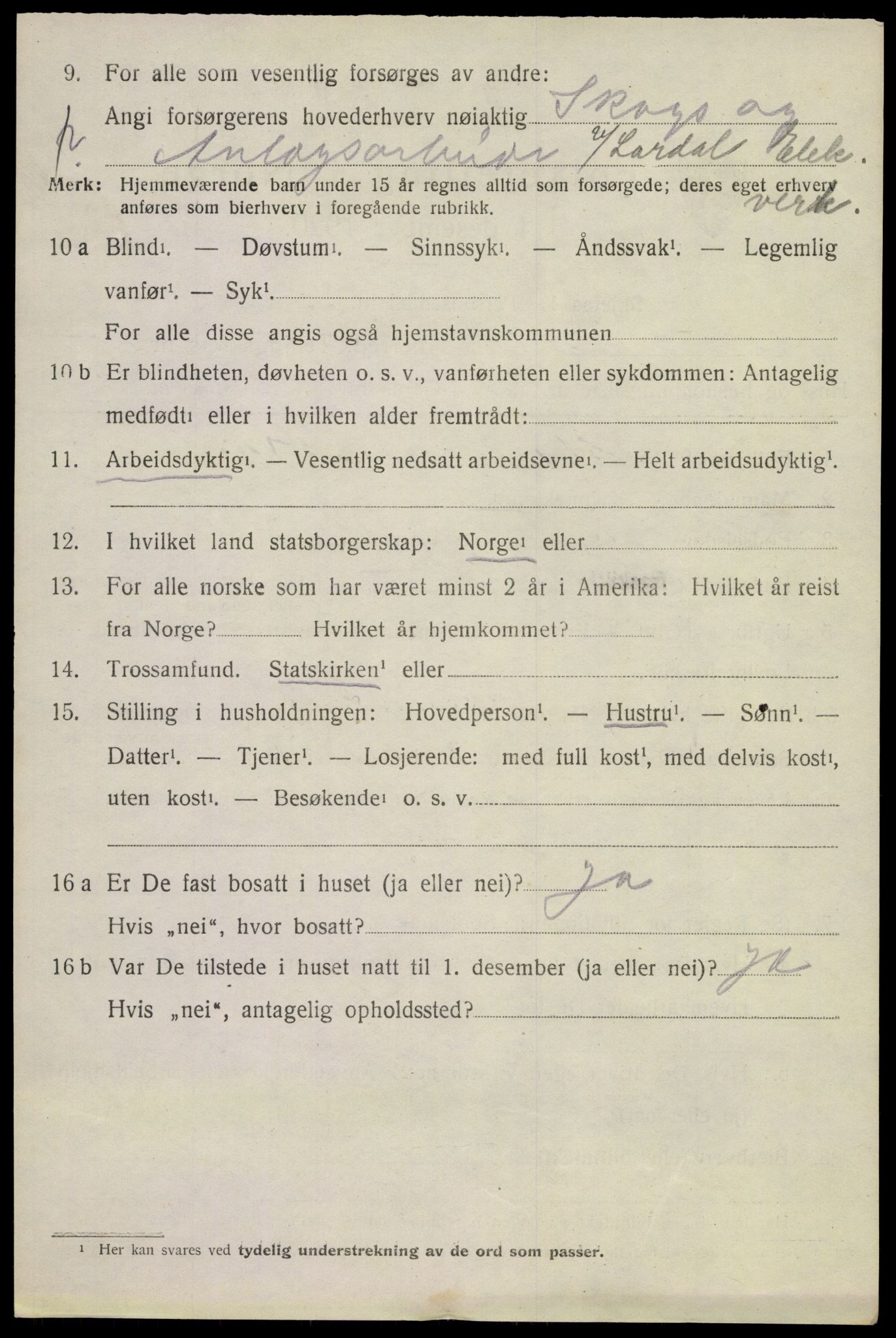 SAKO, 1920 census for Lardal, 1920, p. 5560
