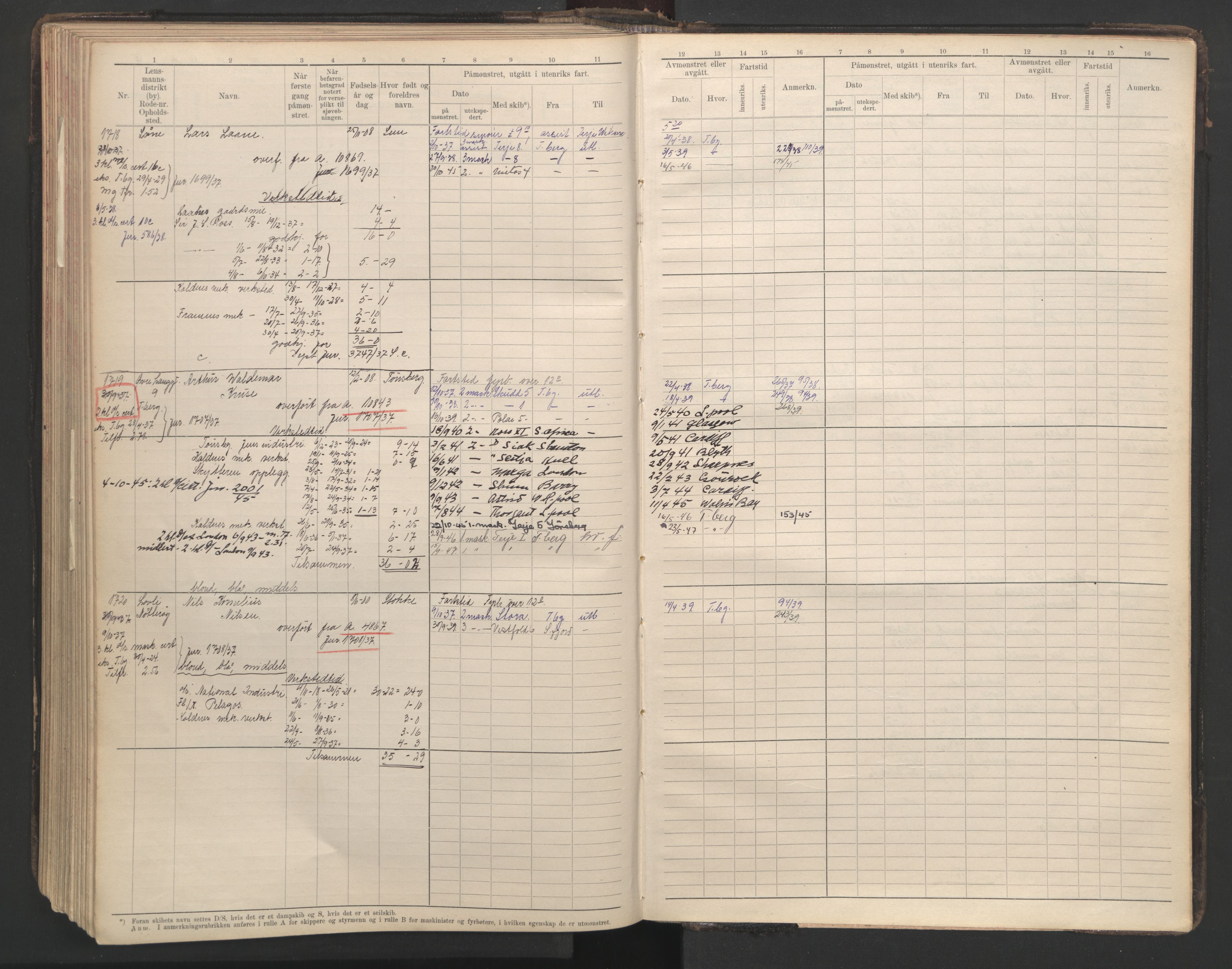 Tønsberg innrulleringskontor, AV/SAKO-A-786/F/Fe/L0003: Maskinist- og fyrbøterrulle Patent nr. 111-1734, 1924-1937, p. 251