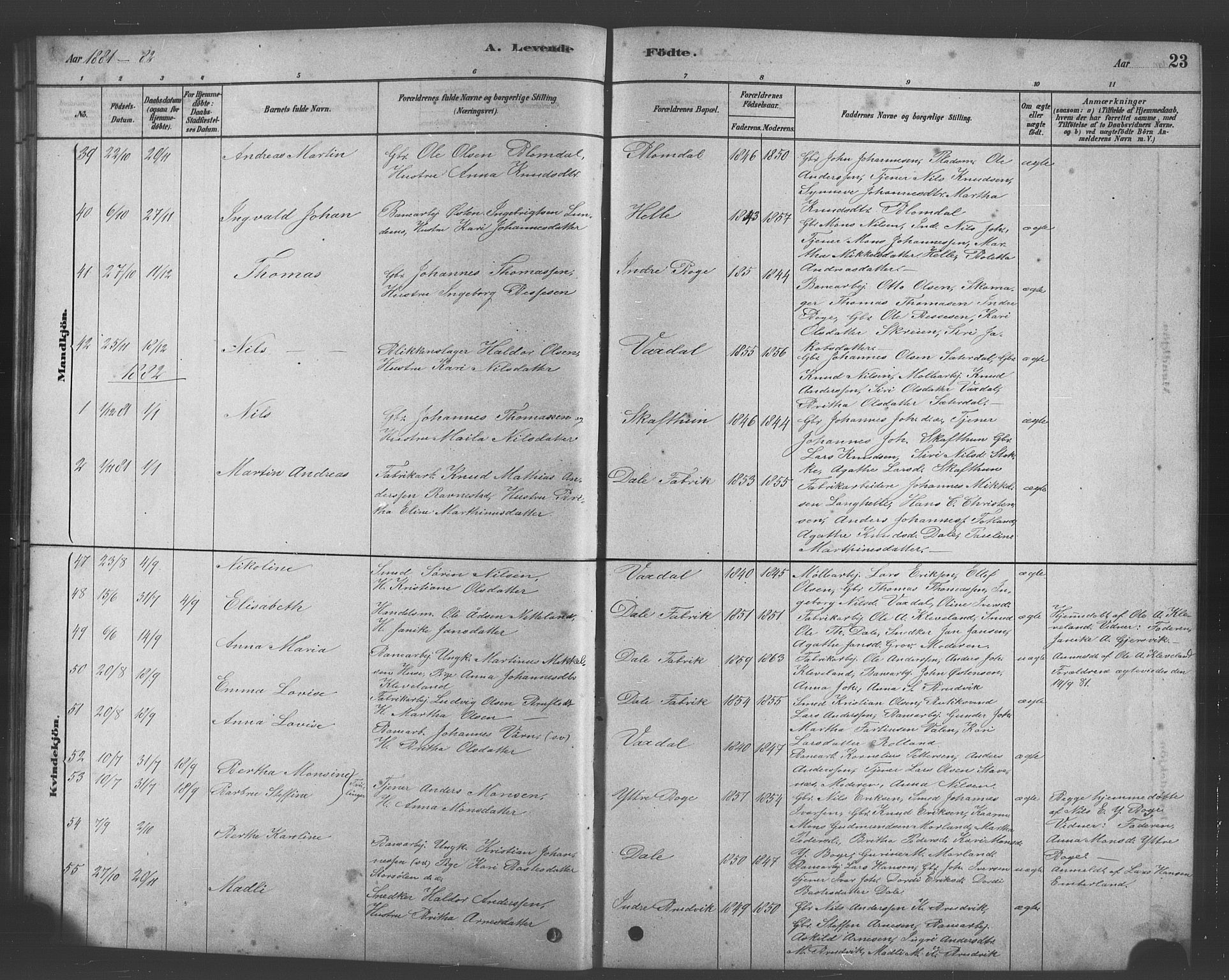 Bruvik Sokneprestembete, SAB/A-74701/H/Hab: Parish register (copy) no. A 1, 1878-1907, p. 23
