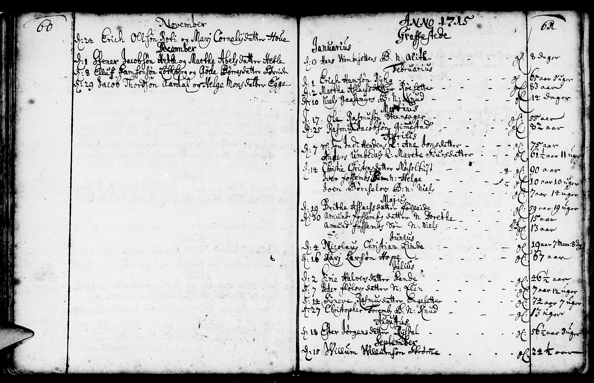 Gloppen sokneprestembete, AV/SAB-A-80101/H/Haa/Haaa/L0002: Parish register (official) no. A 2, 1712-1735, p. 60-61