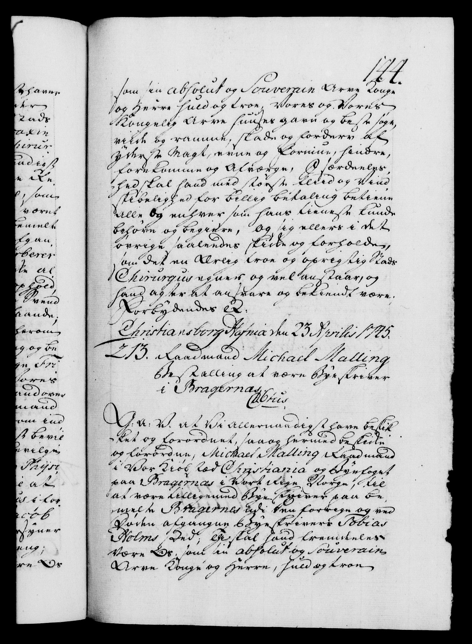 Danske Kanselli 1572-1799, AV/RA-EA-3023/F/Fc/Fca/Fcaa/L0034: Norske registre, 1745-1746, p. 144a