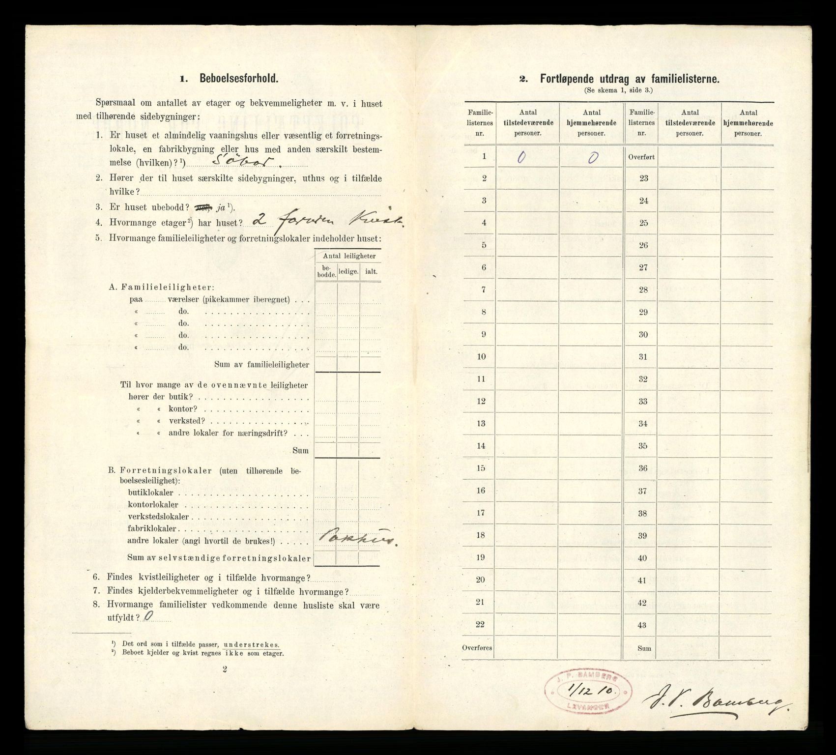 RA, 1910 census for Levanger, 1910, p. 18