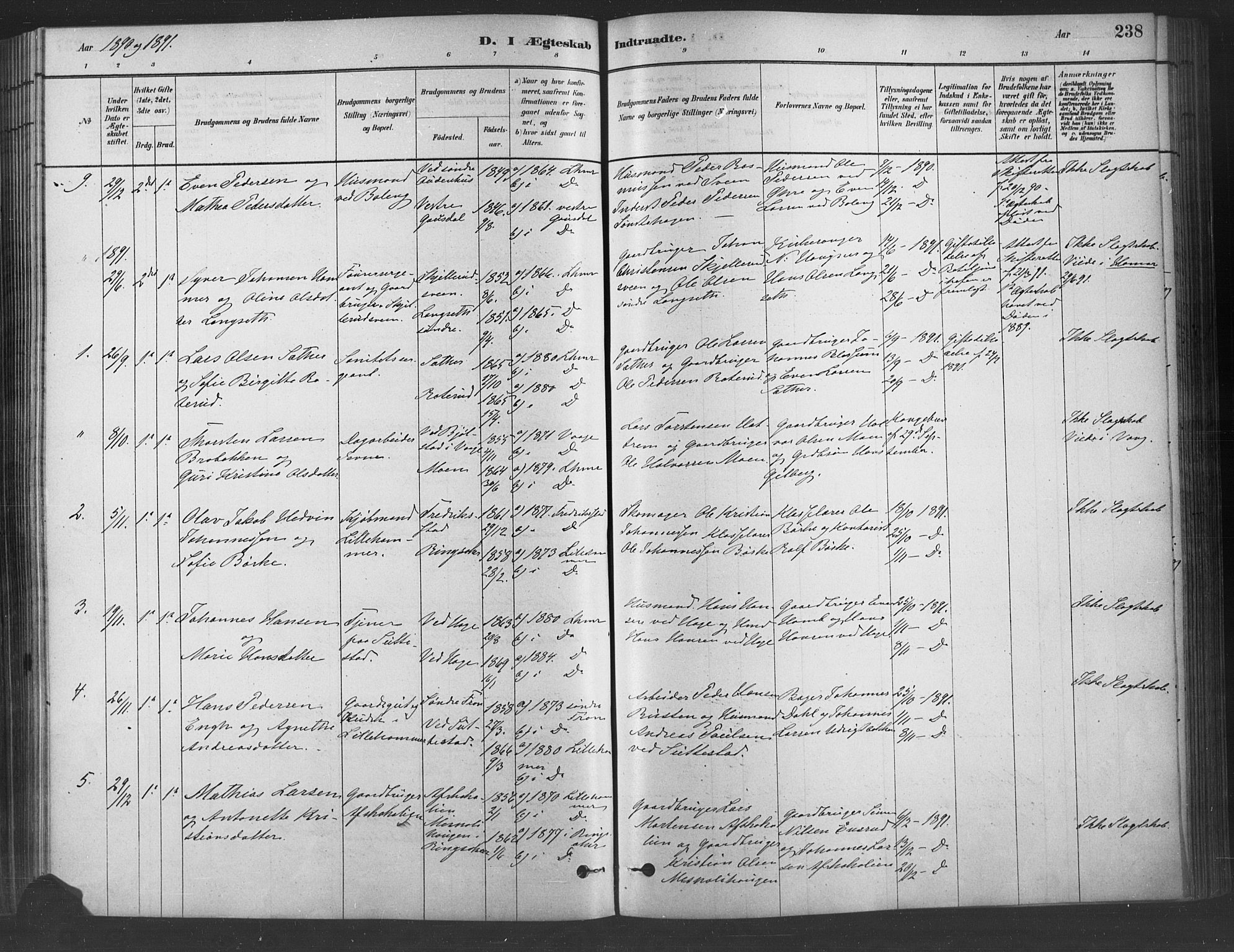 Fåberg prestekontor, SAH/PREST-086/H/Ha/Haa/L0009: Parish register (official) no. 9, 1879-1898, p. 238