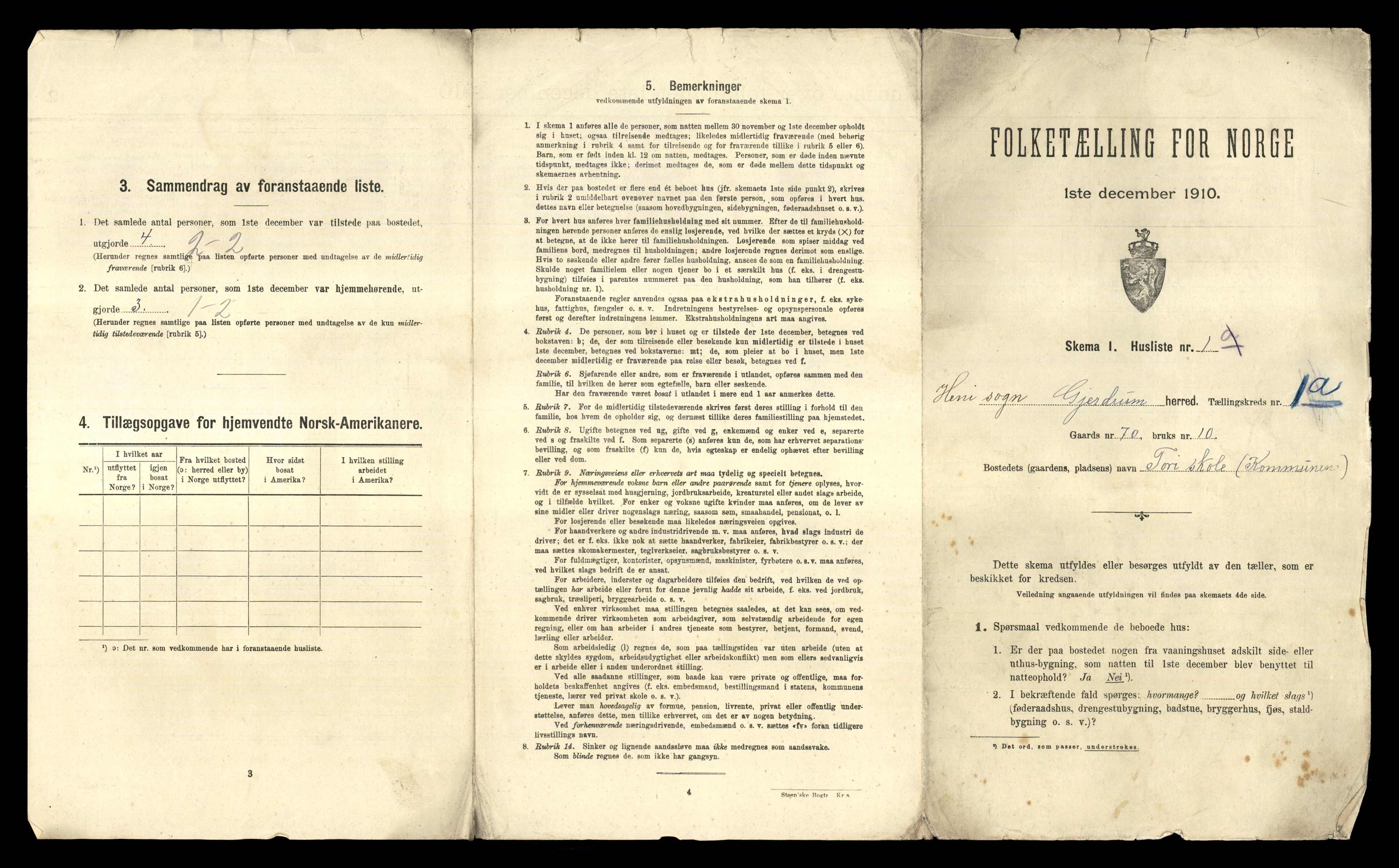 RA, 1910 census for Gjerdrum, 1910, p. 27