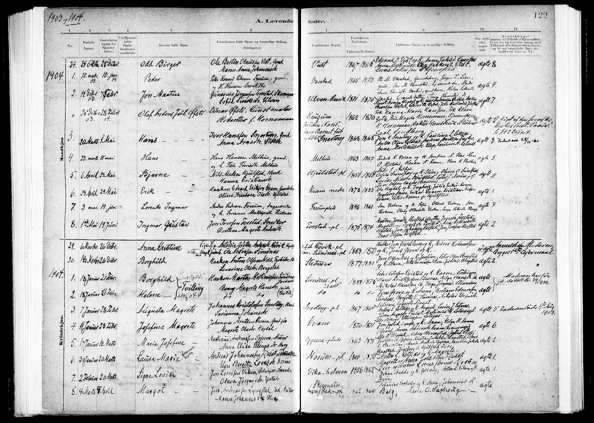 Ministerialprotokoller, klokkerbøker og fødselsregistre - Nord-Trøndelag, SAT/A-1458/730/L0285: Parish register (official) no. 730A10, 1879-1914, p. 122