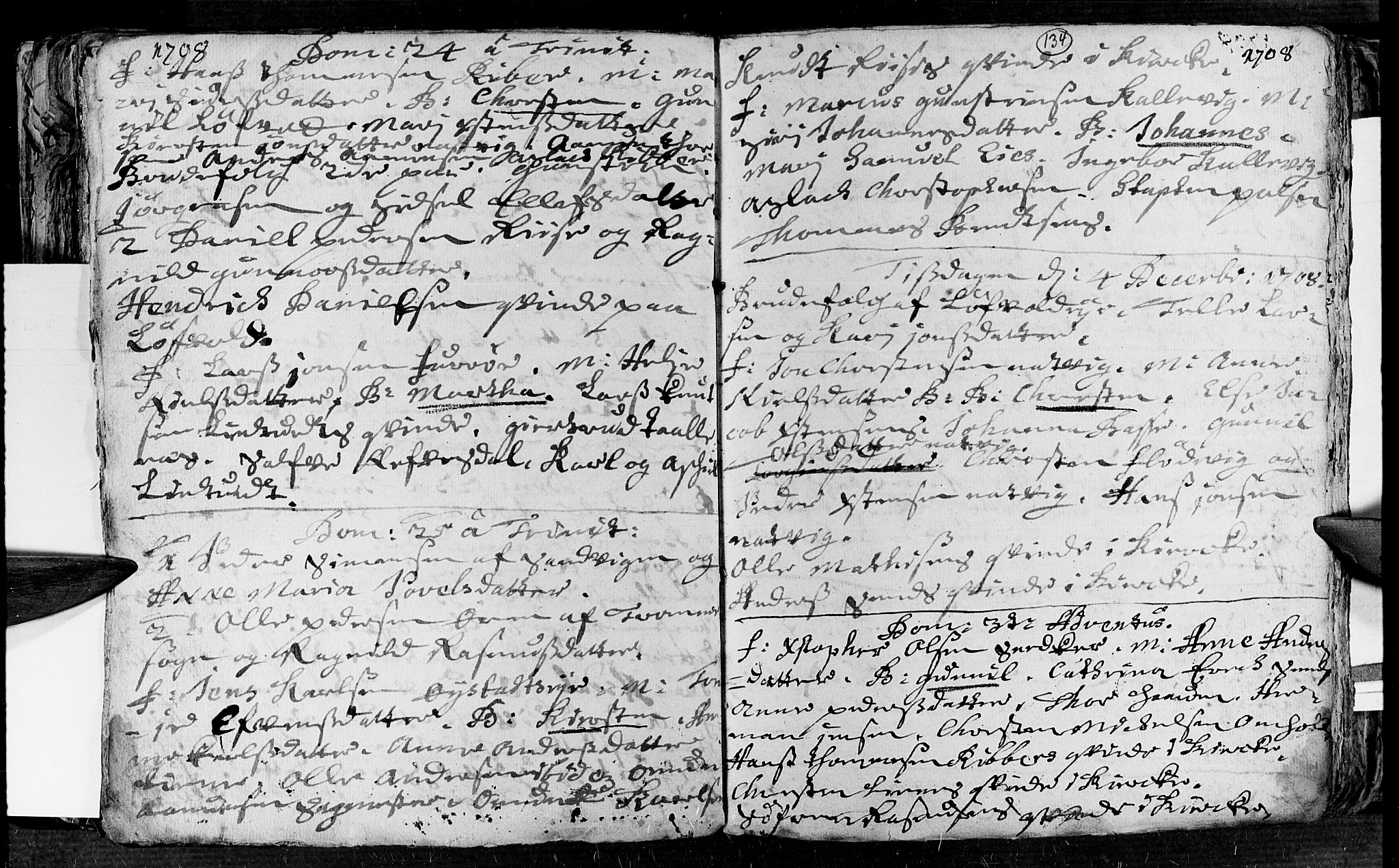 Øyestad sokneprestkontor, AV/SAK-1111-0049/F/Fa/L0002: Parish register (official) no. A 2, 1692-1722, p. 134