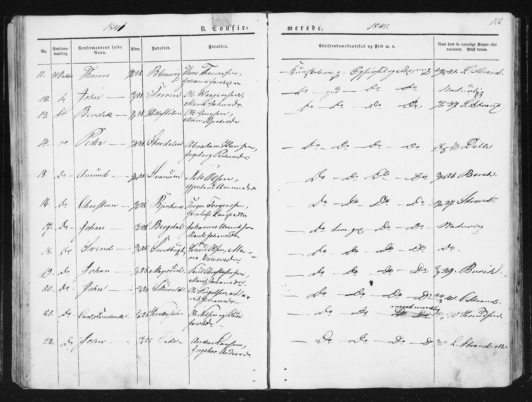 Ministerialprotokoller, klokkerbøker og fødselsregistre - Sør-Trøndelag, SAT/A-1456/630/L0493: Parish register (official) no. 630A06, 1841-1851, p. 122