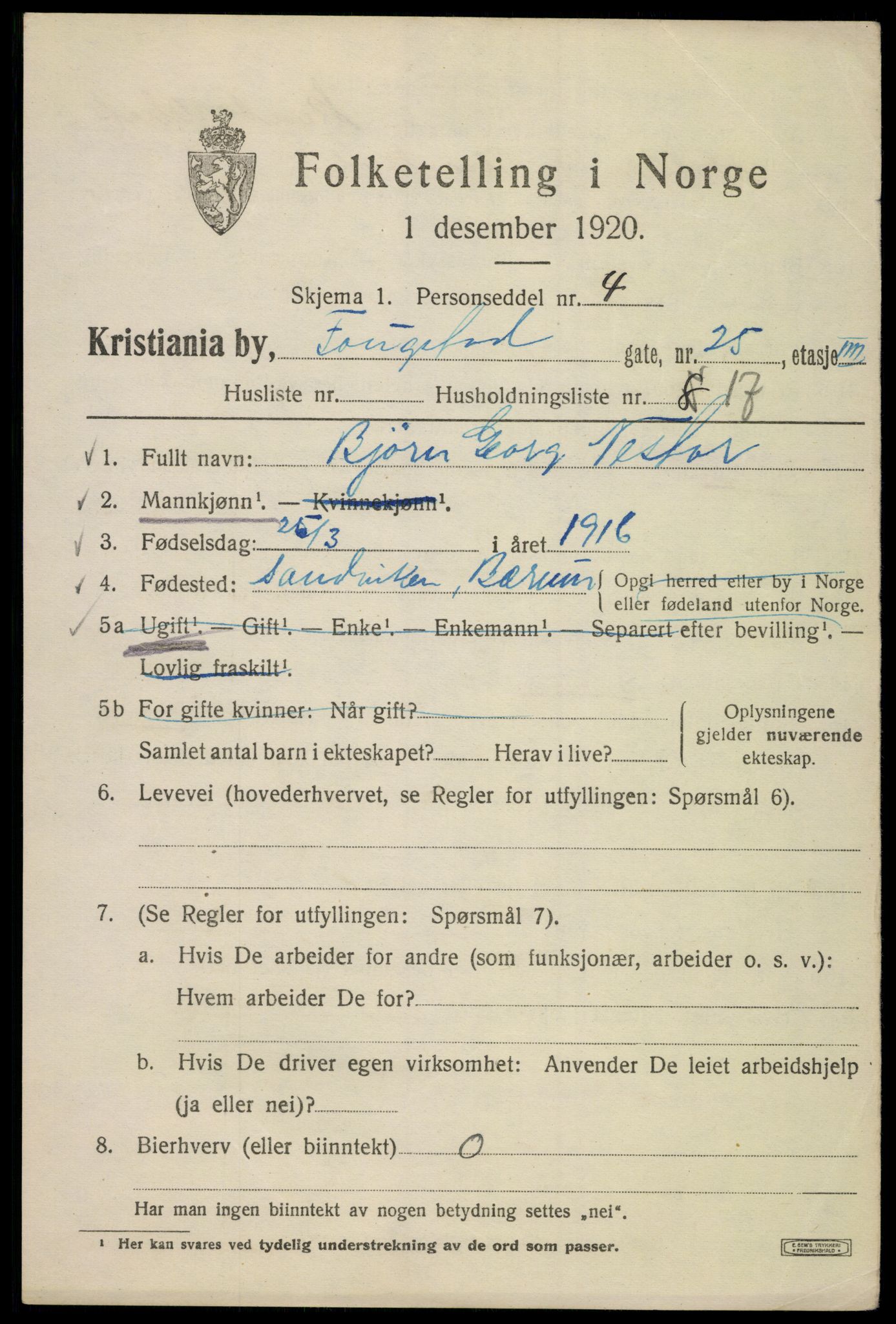 SAO, 1920 census for Kristiania, 1920, p. 233155