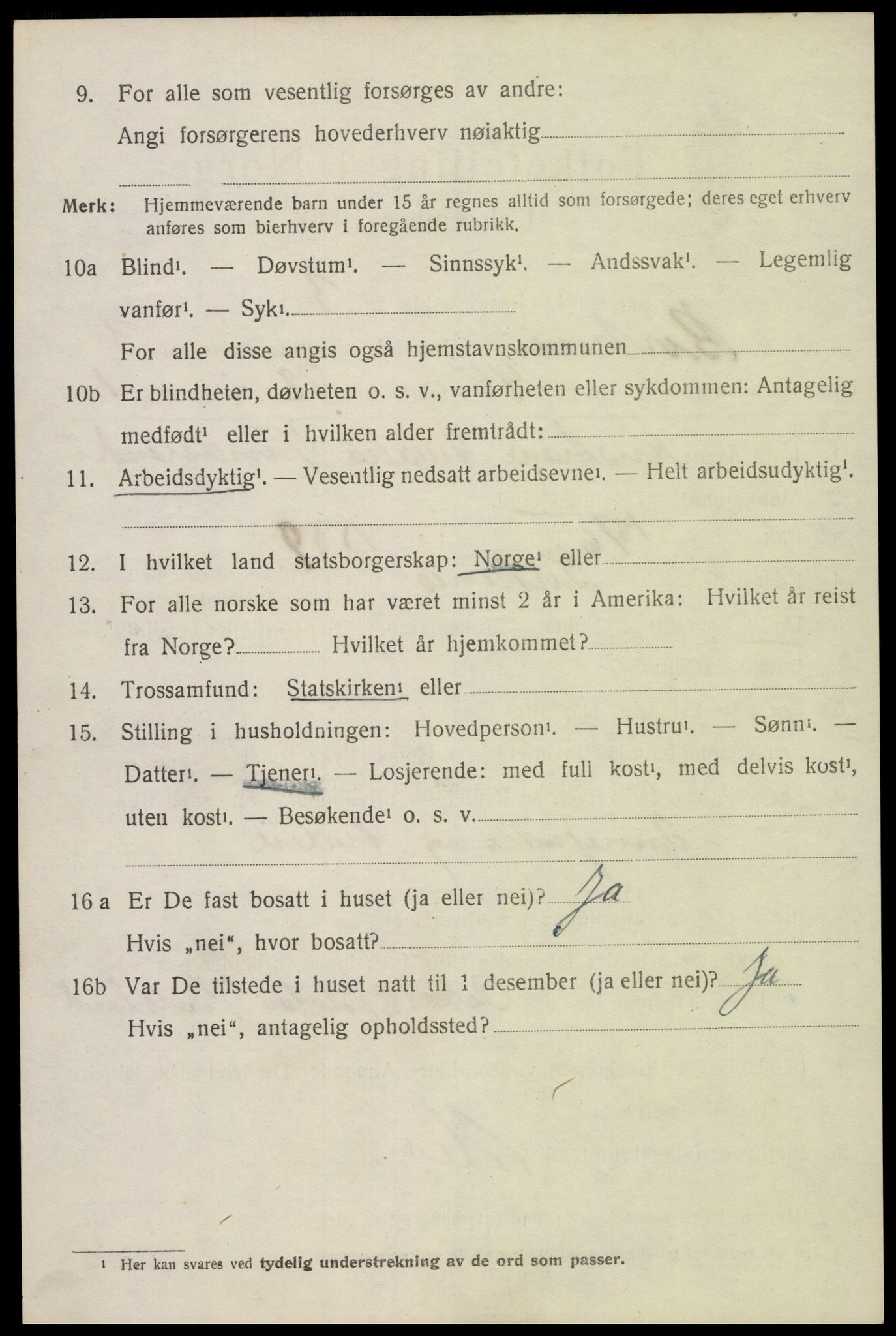 SAK, 1920 census for Birkenes, 1920, p. 1760