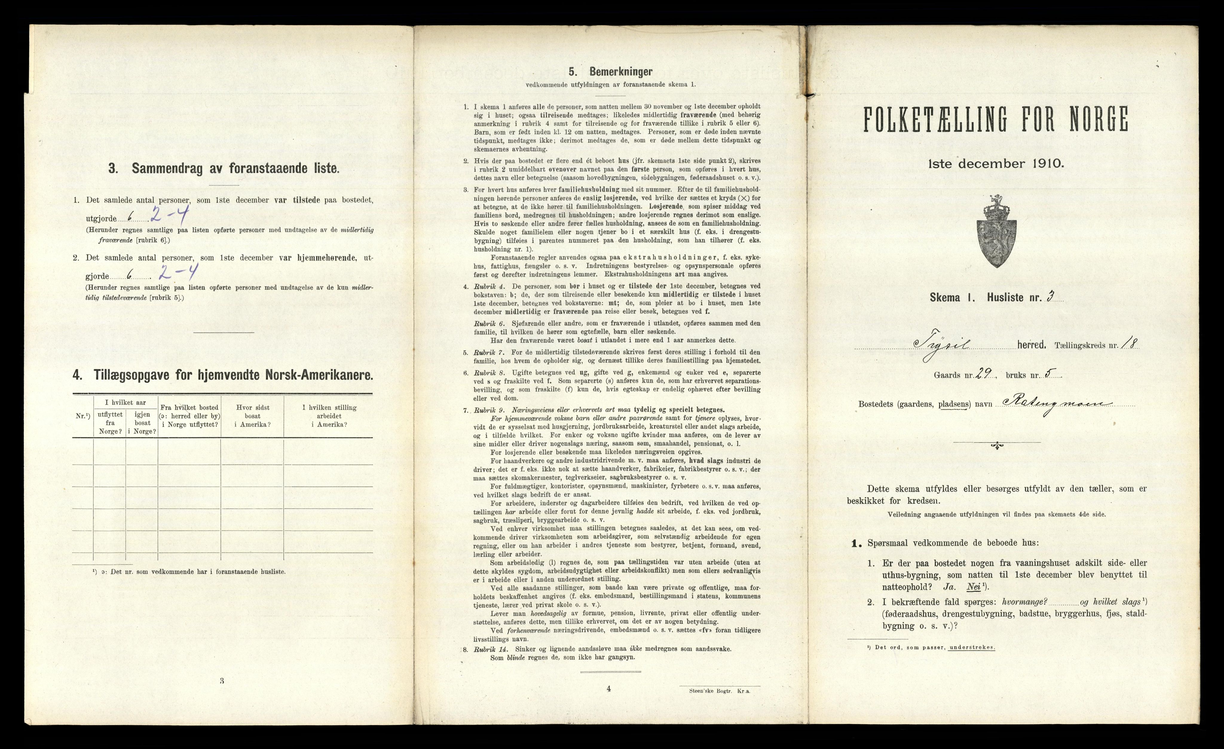 RA, 1910 census for Trysil, 1910, p. 1953