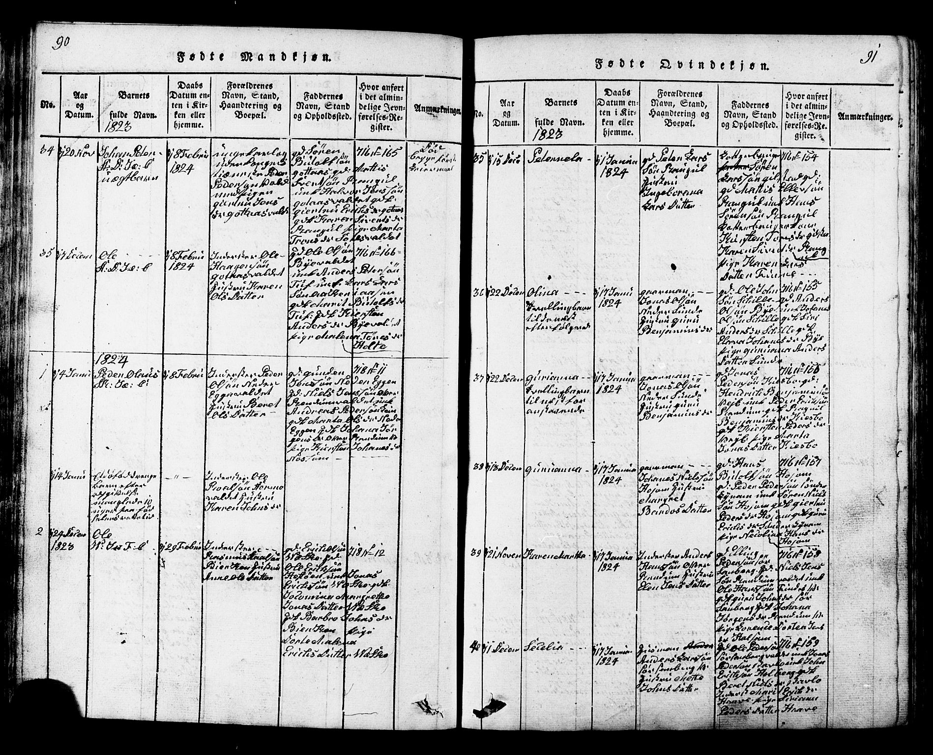 Ministerialprotokoller, klokkerbøker og fødselsregistre - Nord-Trøndelag, AV/SAT-A-1458/717/L0169: Parish register (copy) no. 717C01, 1816-1834, p. 90-91