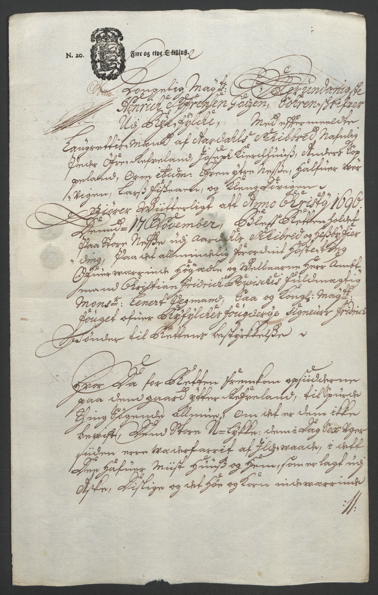 Rentekammeret inntil 1814, Reviderte regnskaper, Fogderegnskap, AV/RA-EA-4092/R47/L2857: Fogderegnskap Ryfylke, 1694-1696, p. 299