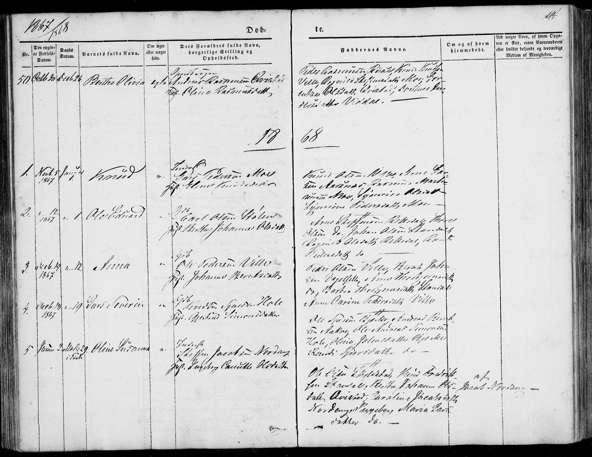 Ministerialprotokoller, klokkerbøker og fødselsregistre - Møre og Romsdal, SAT/A-1454/515/L0209: Parish register (official) no. 515A05, 1847-1868, p. 114
