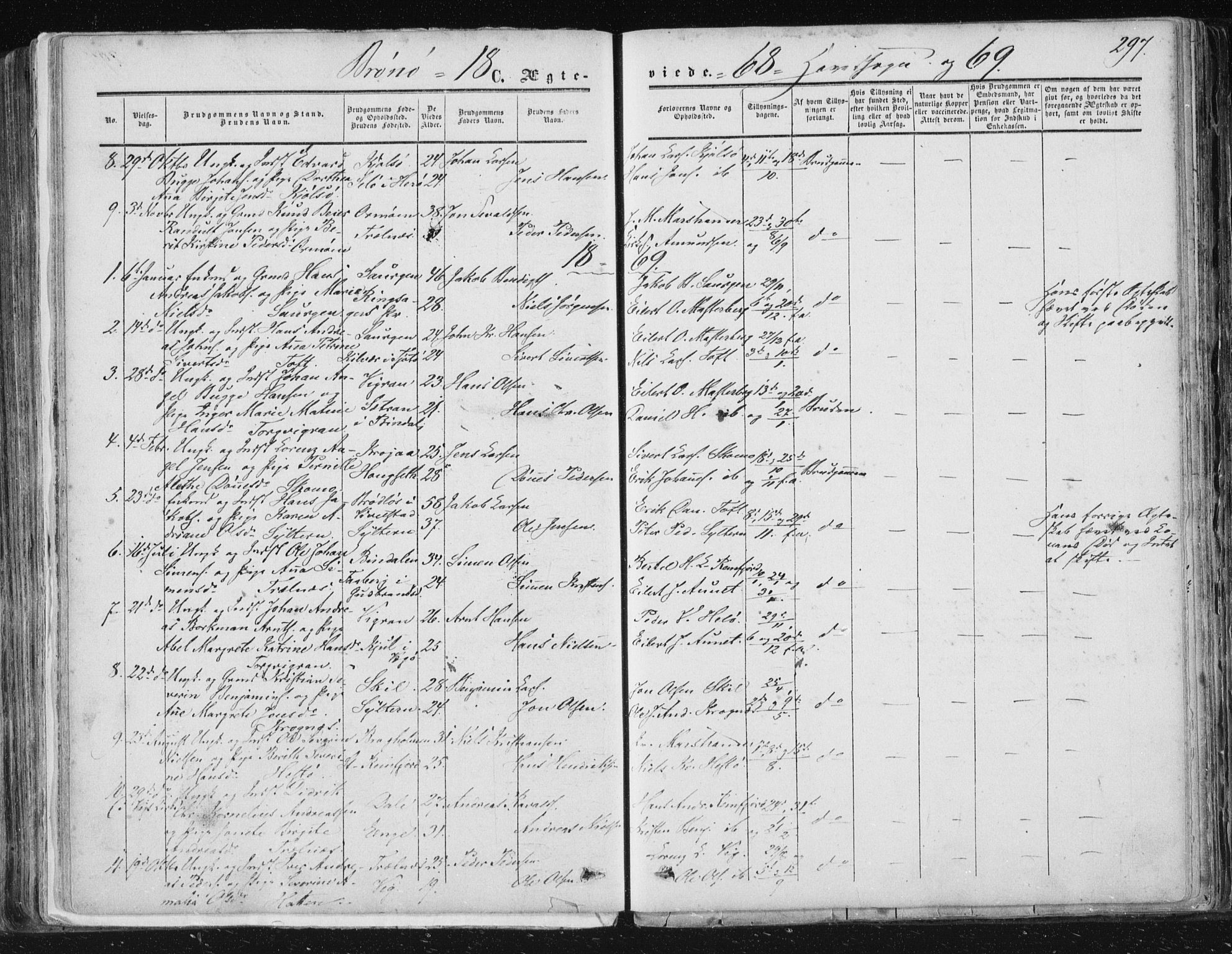 Ministerialprotokoller, klokkerbøker og fødselsregistre - Nordland, AV/SAT-A-1459/813/L0198: Parish register (official) no. 813A08, 1834-1874, p. 297