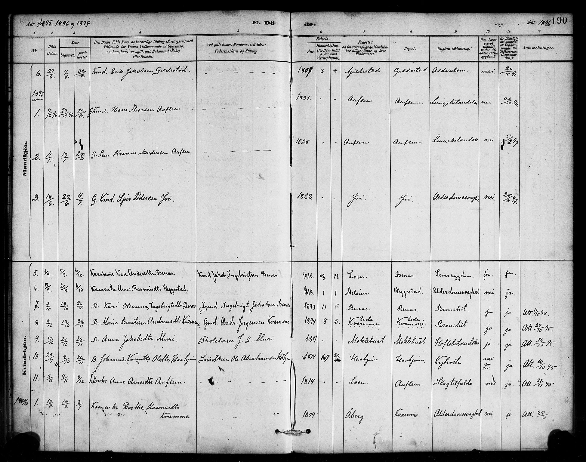 Innvik sokneprestembete, AV/SAB-A-80501: Parish register (official) no. C 1, 1879-1900, p. 190