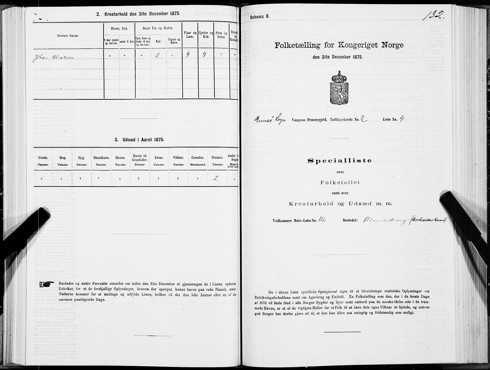 SAT, 1875 census for 1865P Vågan, 1875, p. 5132