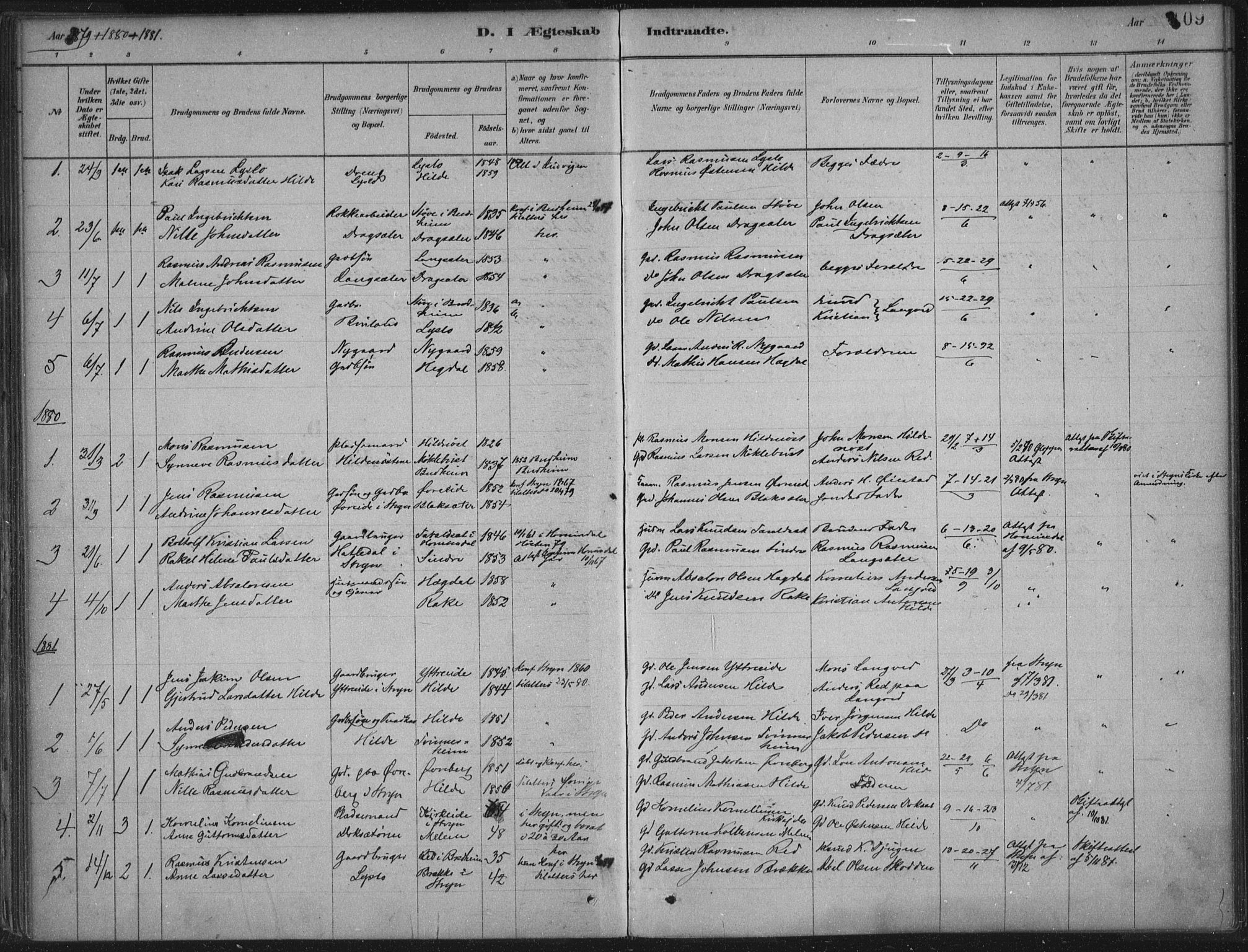 Innvik sokneprestembete, AV/SAB-A-80501: Parish register (official) no. B  1, 1879-1902, p. 109