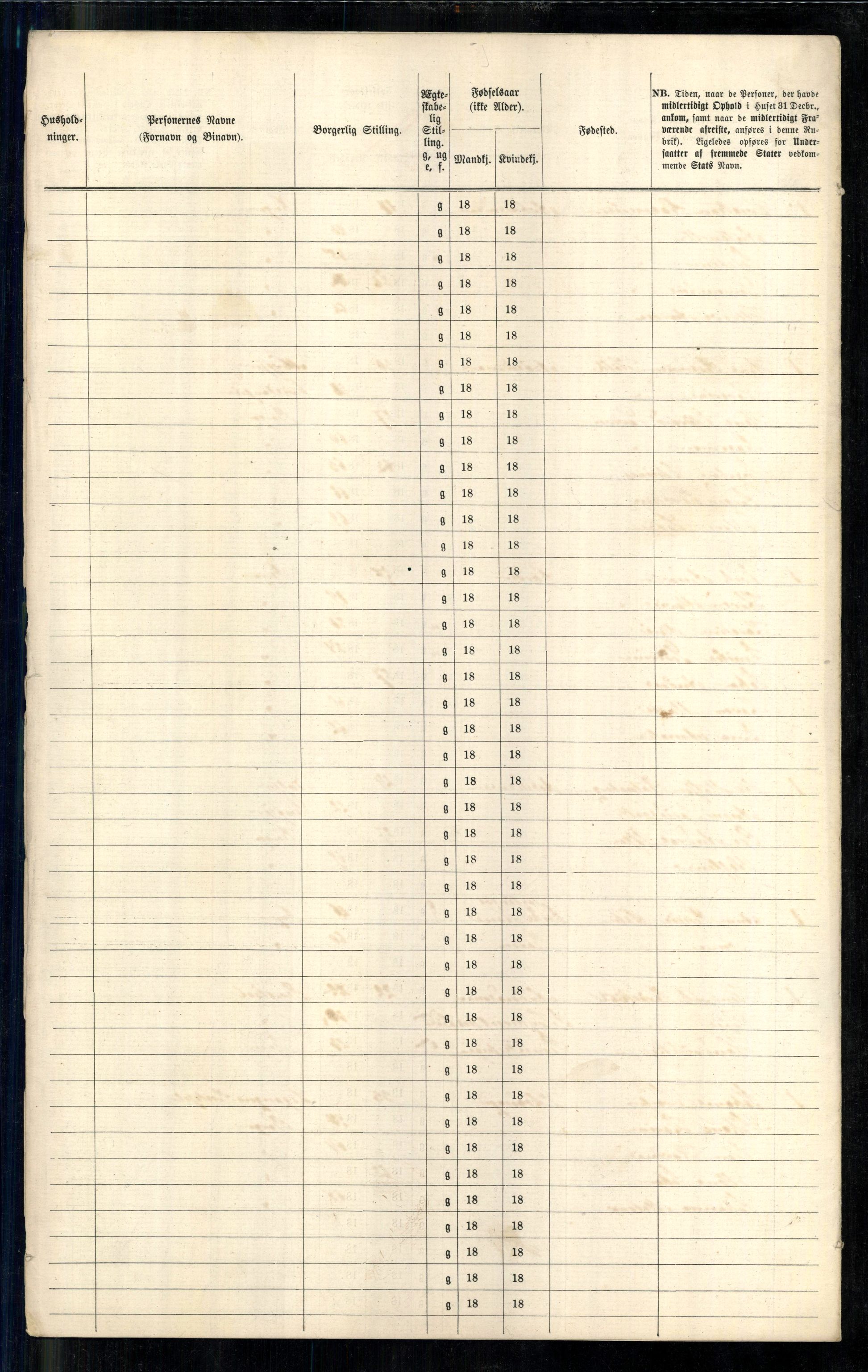 RA, 1870 census for 1301 Bergen, 1870