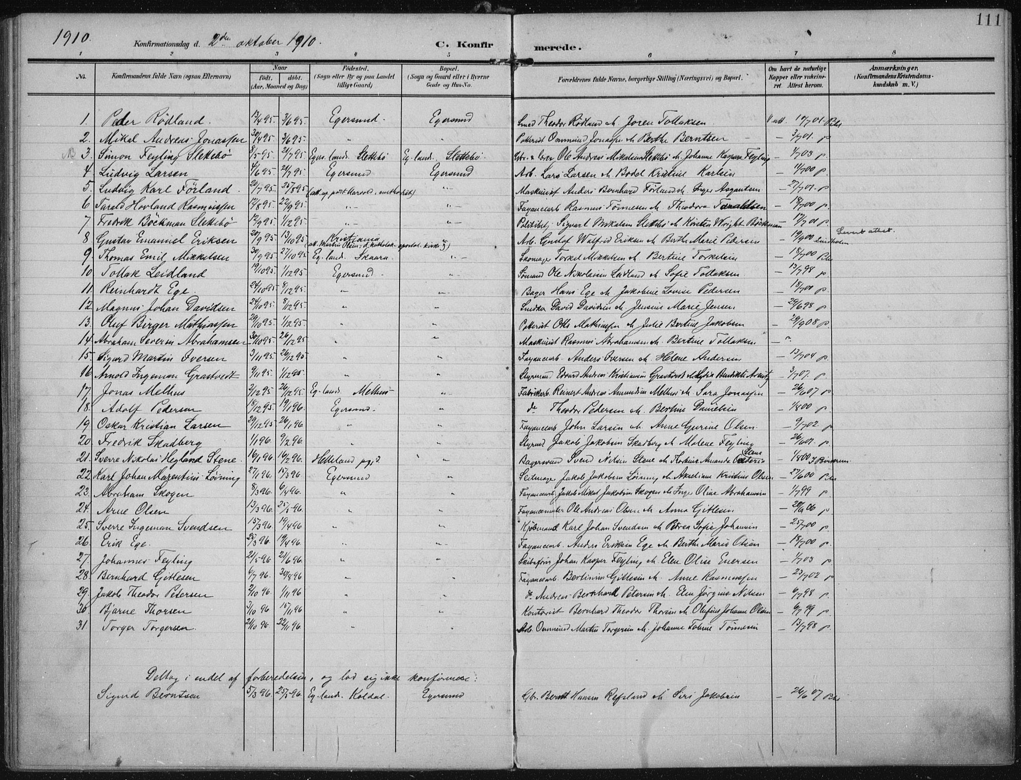 Eigersund sokneprestkontor, AV/SAST-A-101807/S08/L0022: Parish register (official) no. A 21, 1905-1928, p. 111