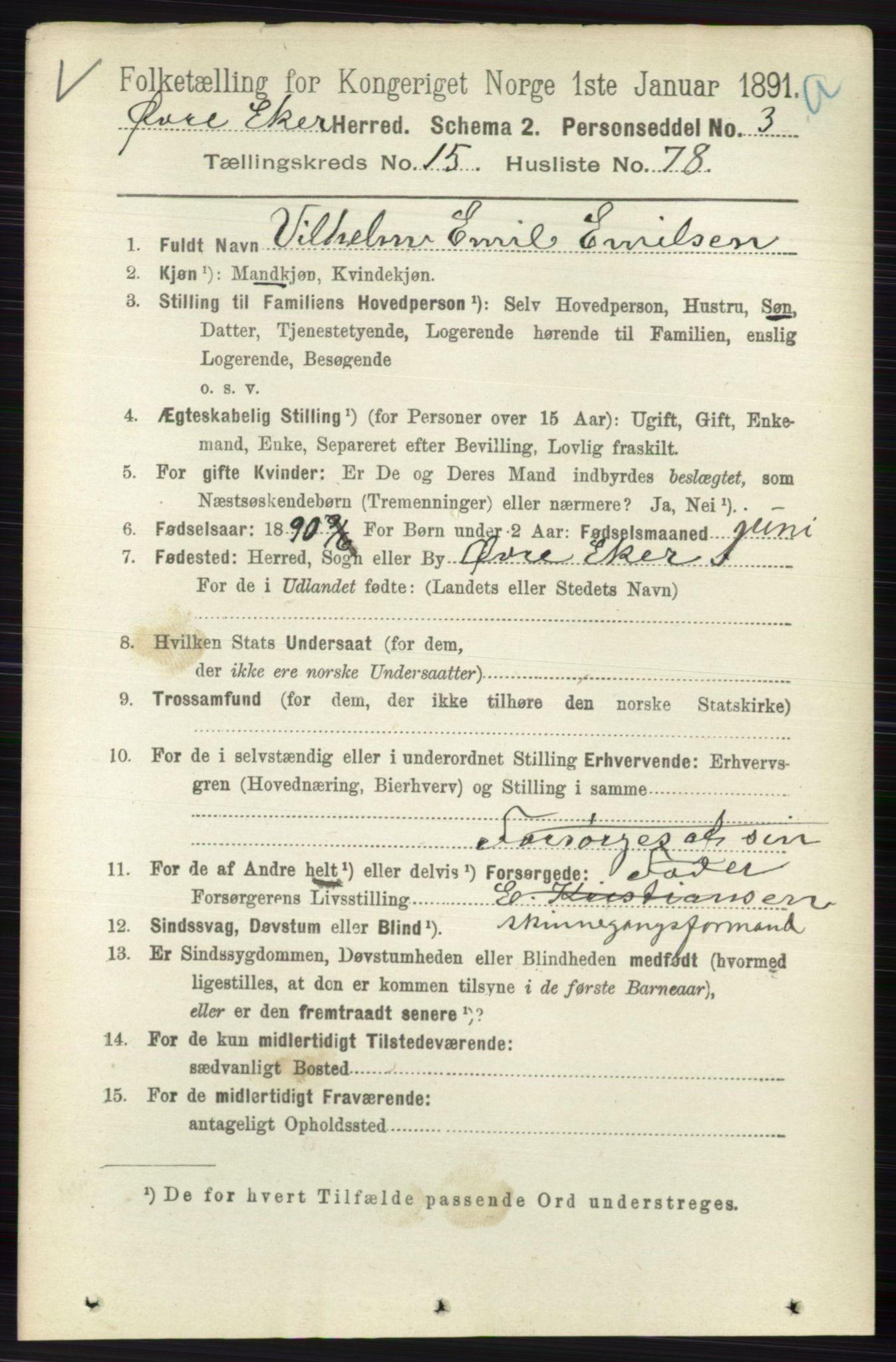 RA, 1891 census for 0624 Øvre Eiker, 1891, p. 7436