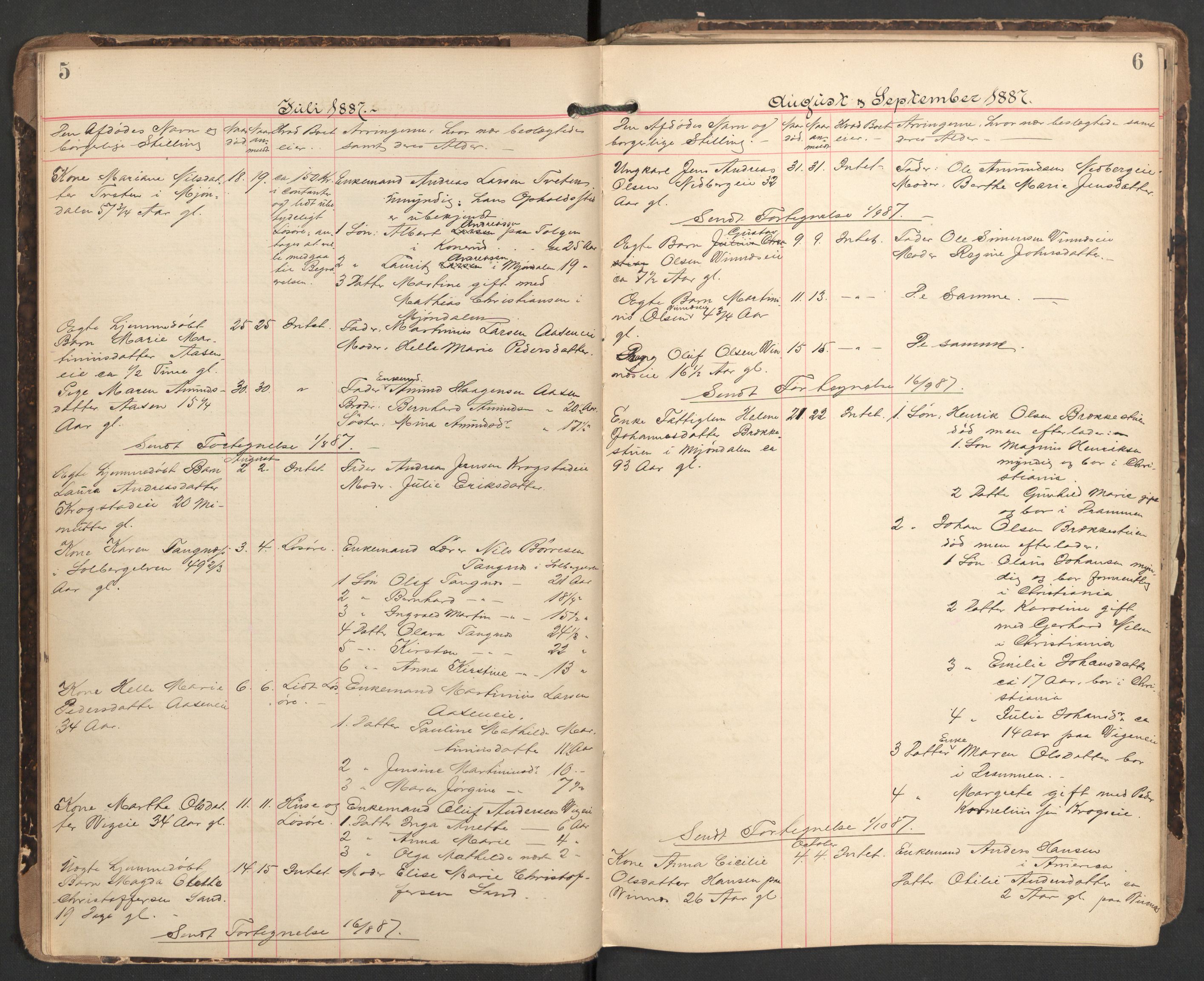 Nedre Eiker lensmannskontor, AV/SAKO-A-530/H/Ha/L0001: Dødsfallsprotokoll, 1887-1915, p. 5-6