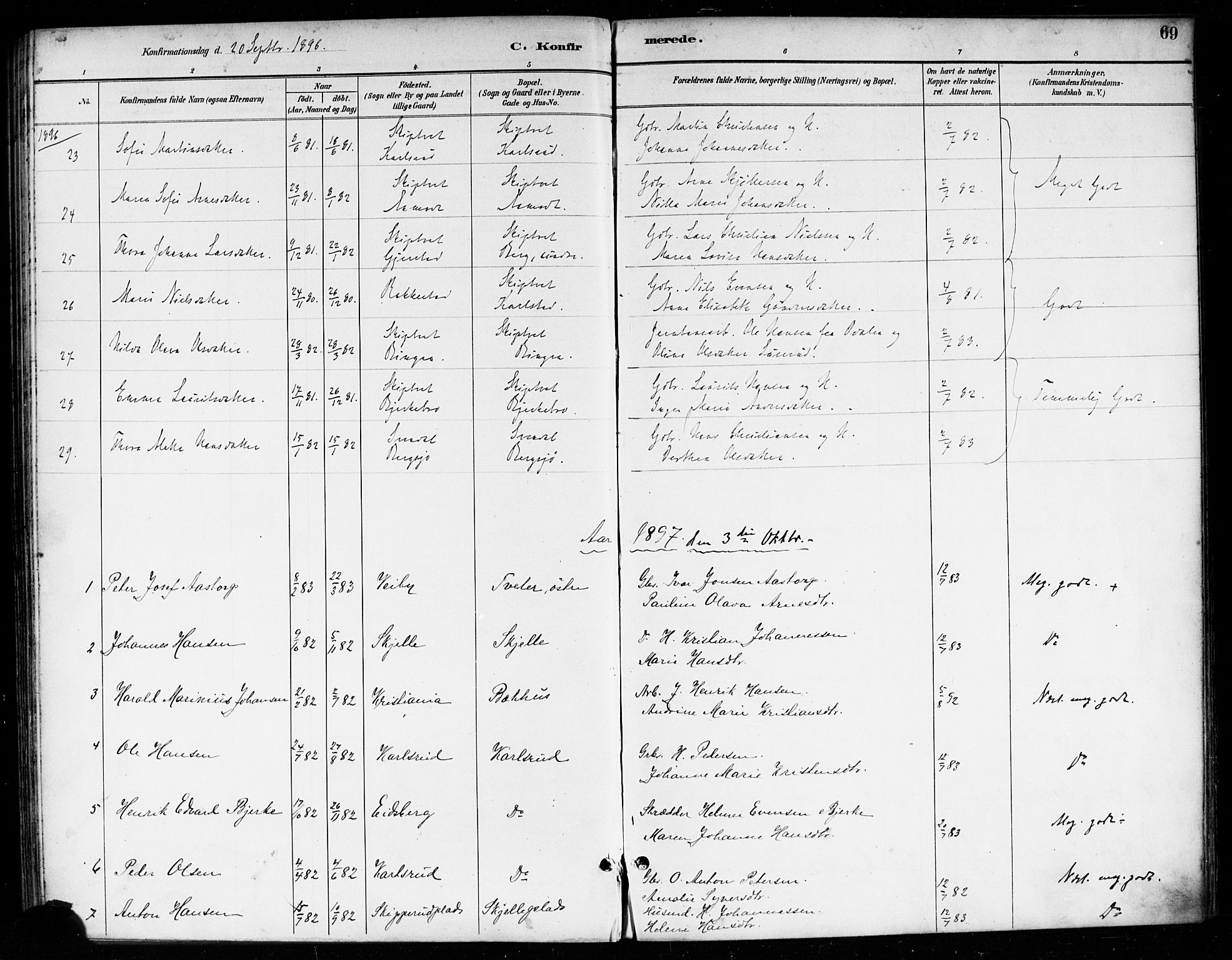 Skiptvet prestekontor Kirkebøker, SAO/A-20009/F/Fa/L0010: Parish register (official) no. 10, 1890-1900, p. 69