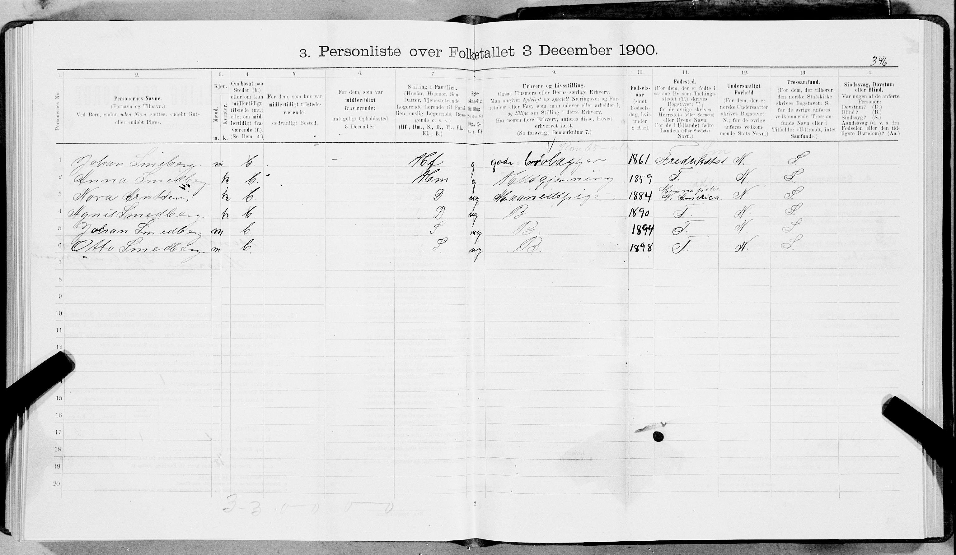 SAT, 1900 census for Trondheim, 1900, p. 7095