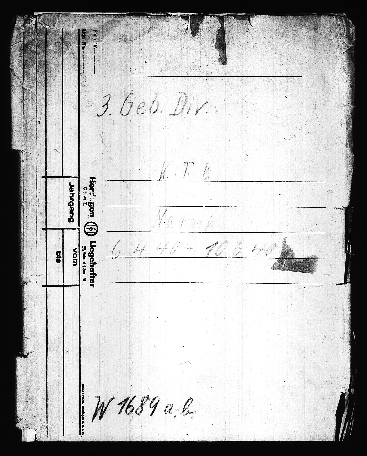 Documents Section, RA/RAFA-2200/V/L0086: Amerikansk mikrofilm "Captured German Documents".
Box No. 725.  FKA jnr. 601/1954., 1940, p. 291