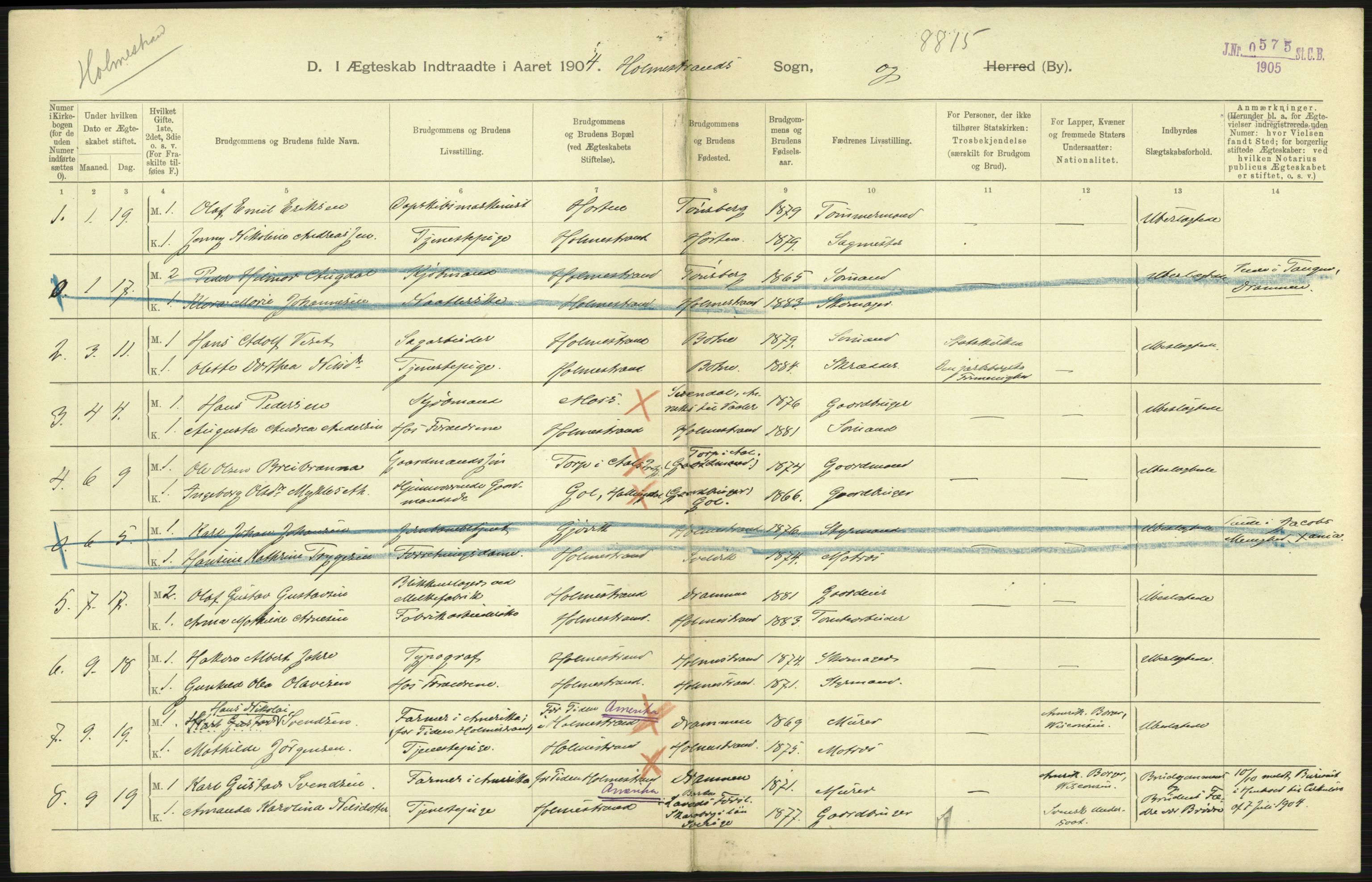 Statistisk sentralbyrå, Sosiodemografiske emner, Befolkning, AV/RA-S-2228/D/Df/Dfa/Dfab/L0008: Jarlsberg og Larvig amt: Fødte, gifte, døde, 1904, p. 471