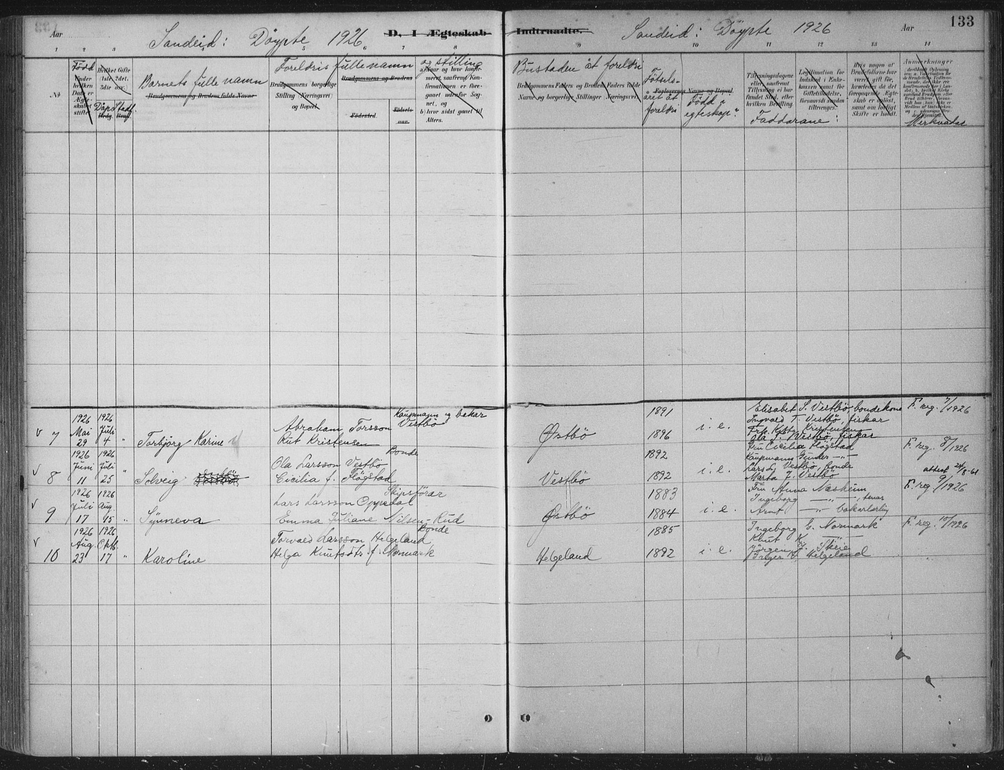 Vikedal sokneprestkontor, AV/SAST-A-101840/01/IV: Parish register (official) no. A 11, 1884-1933, p. 133