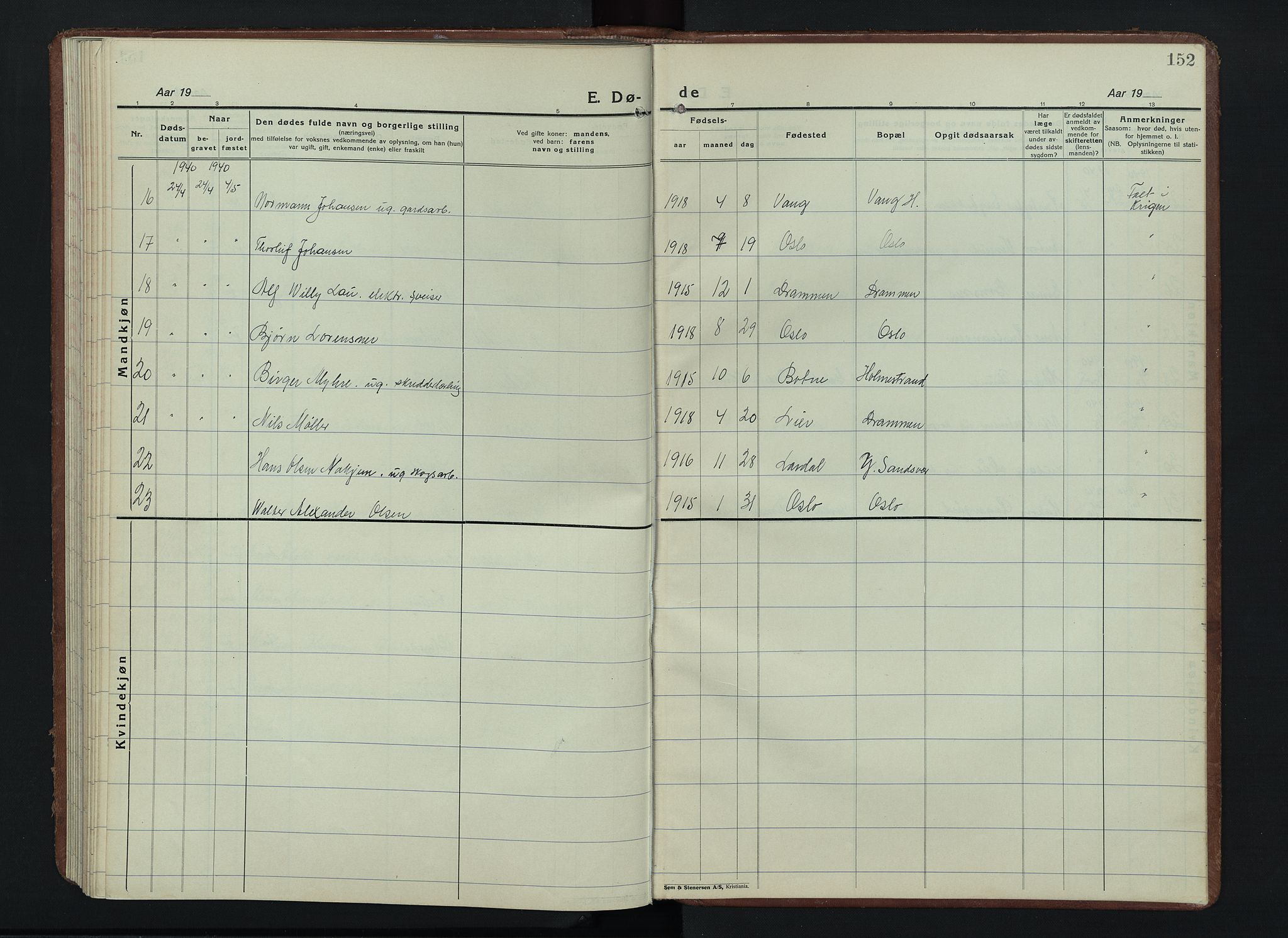 Østre Gausdal prestekontor, AV/SAH-PREST-092/H/Ha/Hab/L0006: Parish register (copy) no. 6, 1922-1945, p. 152