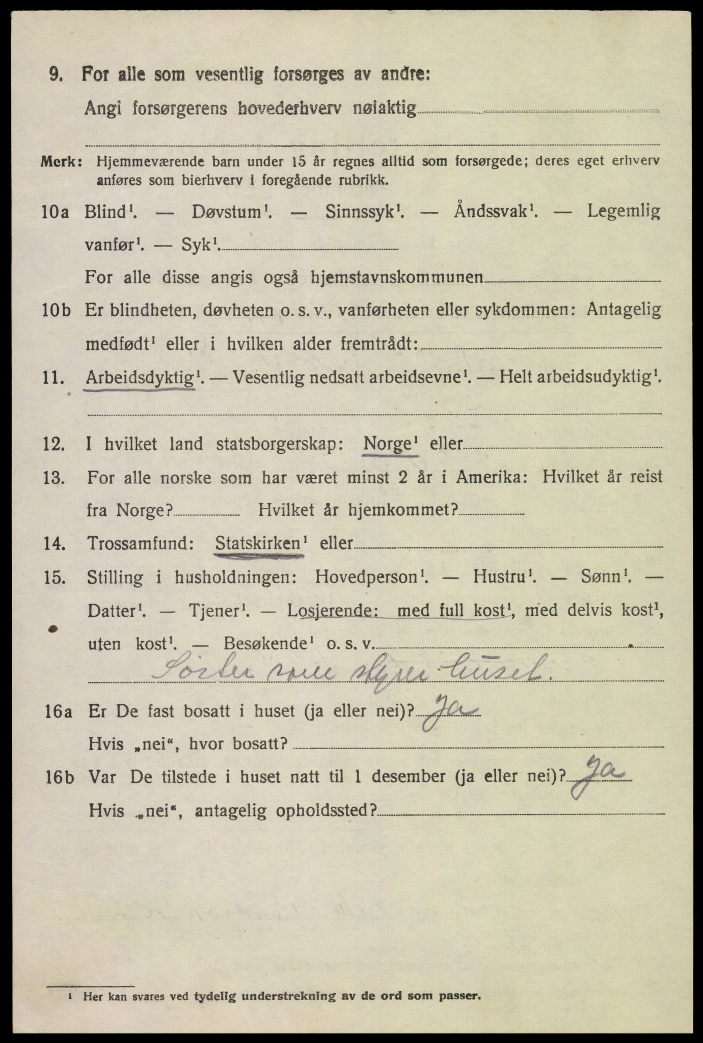 SAK, 1920 census for Lyngdal, 1920, p. 4876