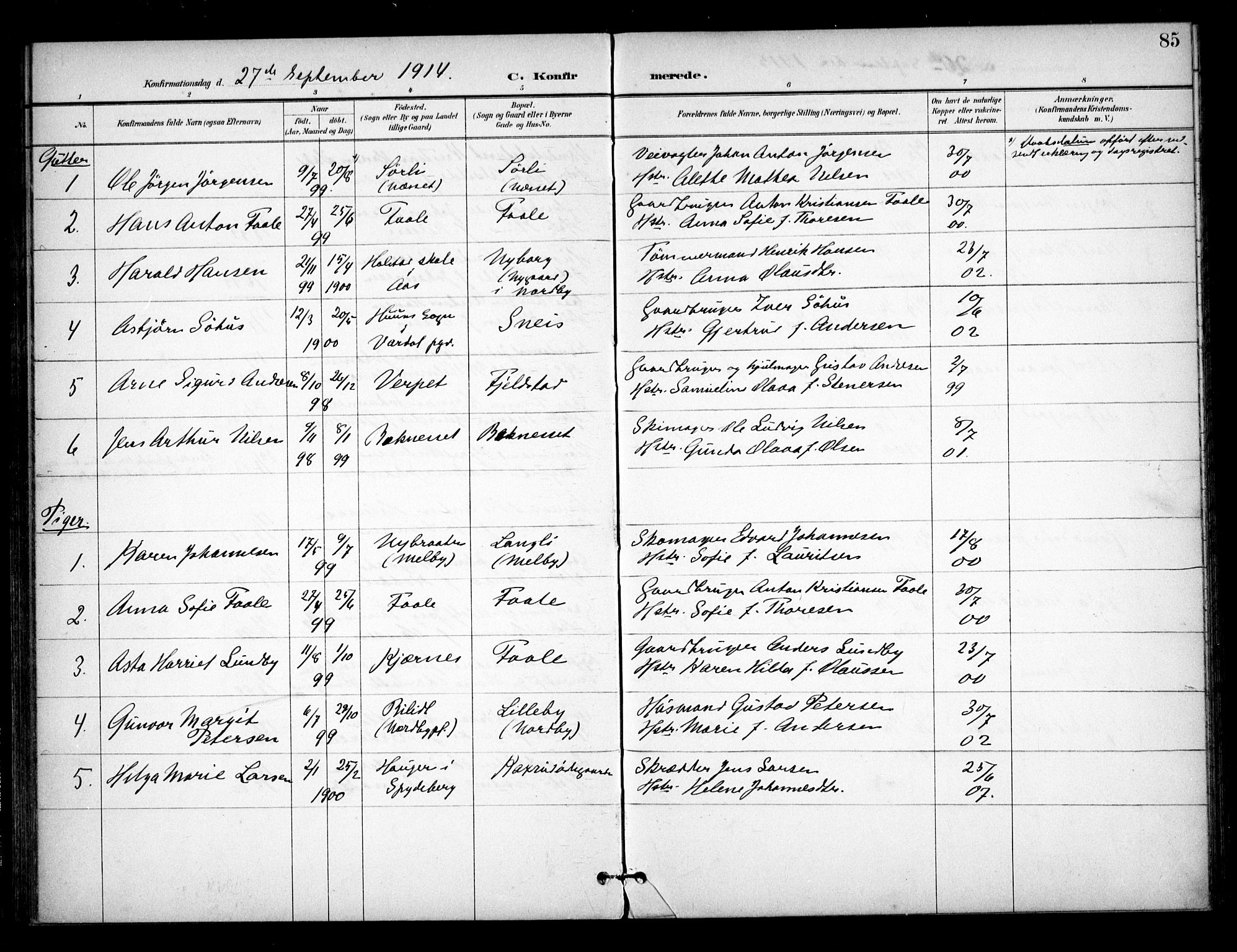 Ås prestekontor Kirkebøker, SAO/A-10894/F/Fb/L0002: Parish register (official) no. II 2, 1895-1916, p. 85