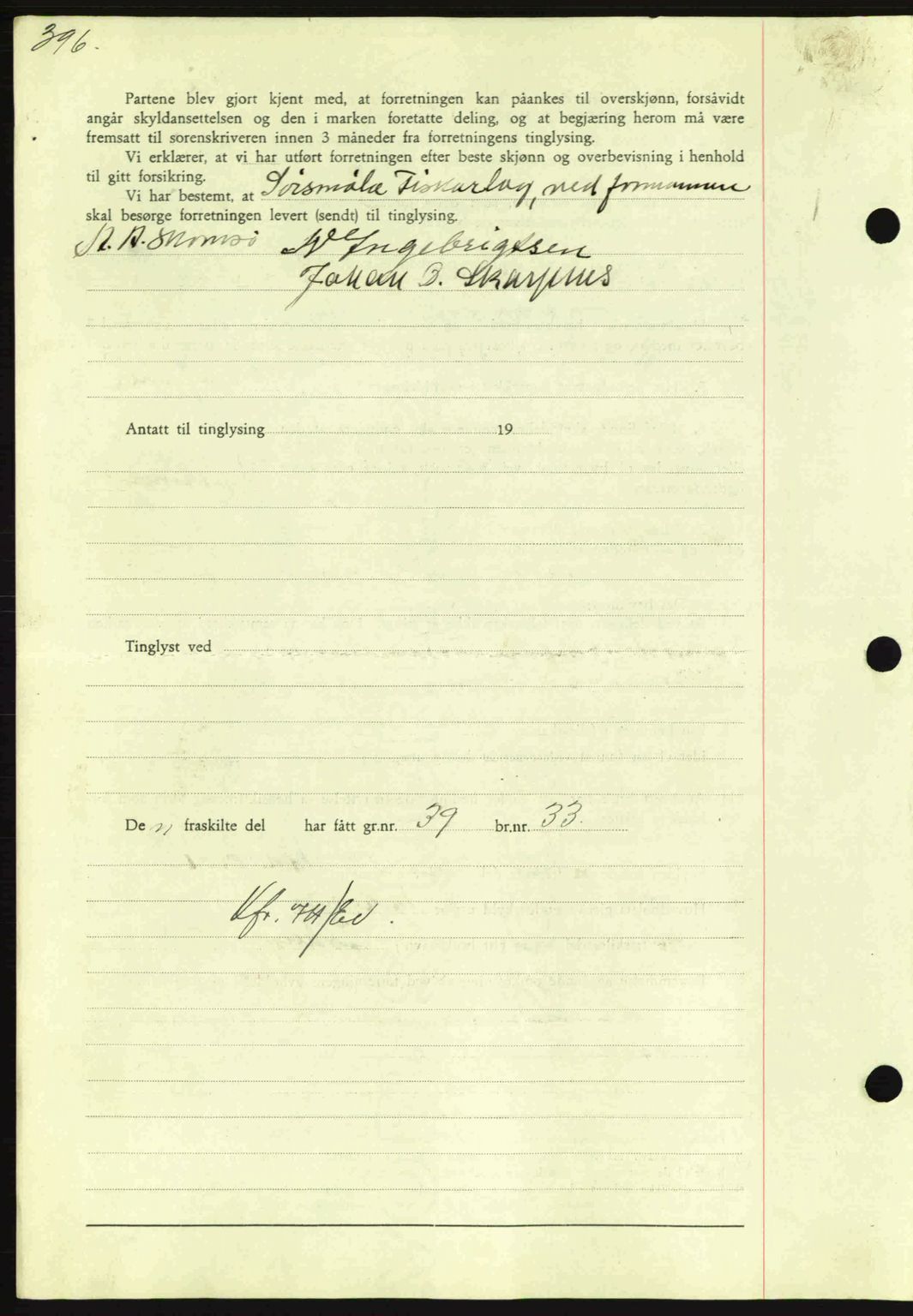 Nordmøre sorenskriveri, SAT/A-4132/1/2/2Ca: Mortgage book no. A86, 1939-1939, Diary no: : 1264/1939