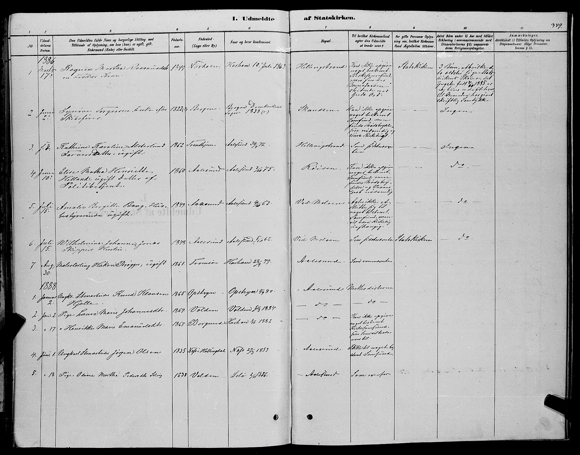 Ministerialprotokoller, klokkerbøker og fødselsregistre - Møre og Romsdal, SAT/A-1454/529/L0466: Parish register (copy) no. 529C03, 1878-1888, p. 349