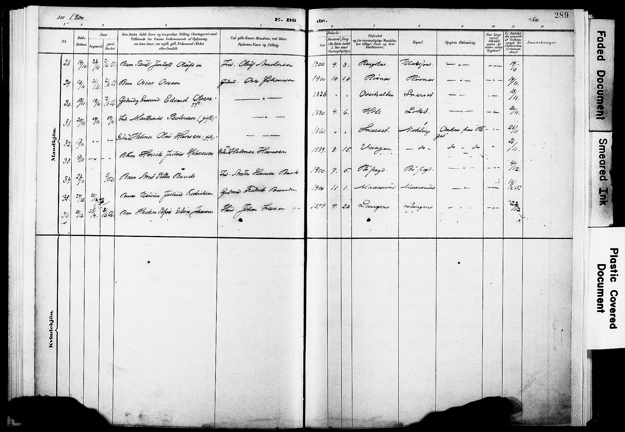 Ministerialprotokoller, klokkerbøker og fødselsregistre - Nordland, AV/SAT-A-1459/891/L1305: Parish register (official) no. 891A10, 1895-1921, p. 289