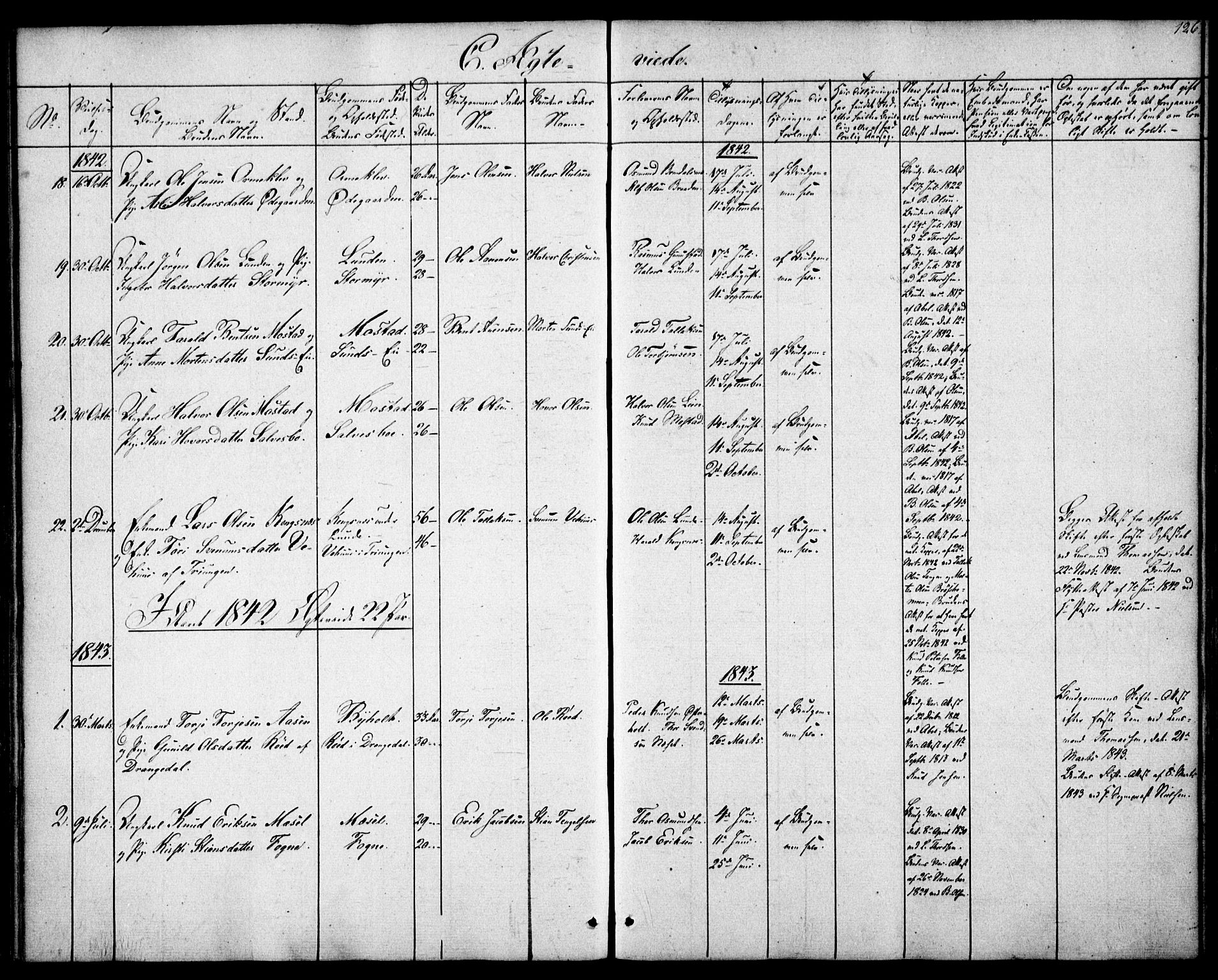 Gjerstad sokneprestkontor, SAK/1111-0014/F/Fa/Faa/L0006: Parish register (official) no. A 6, 1841-1857, p. 126