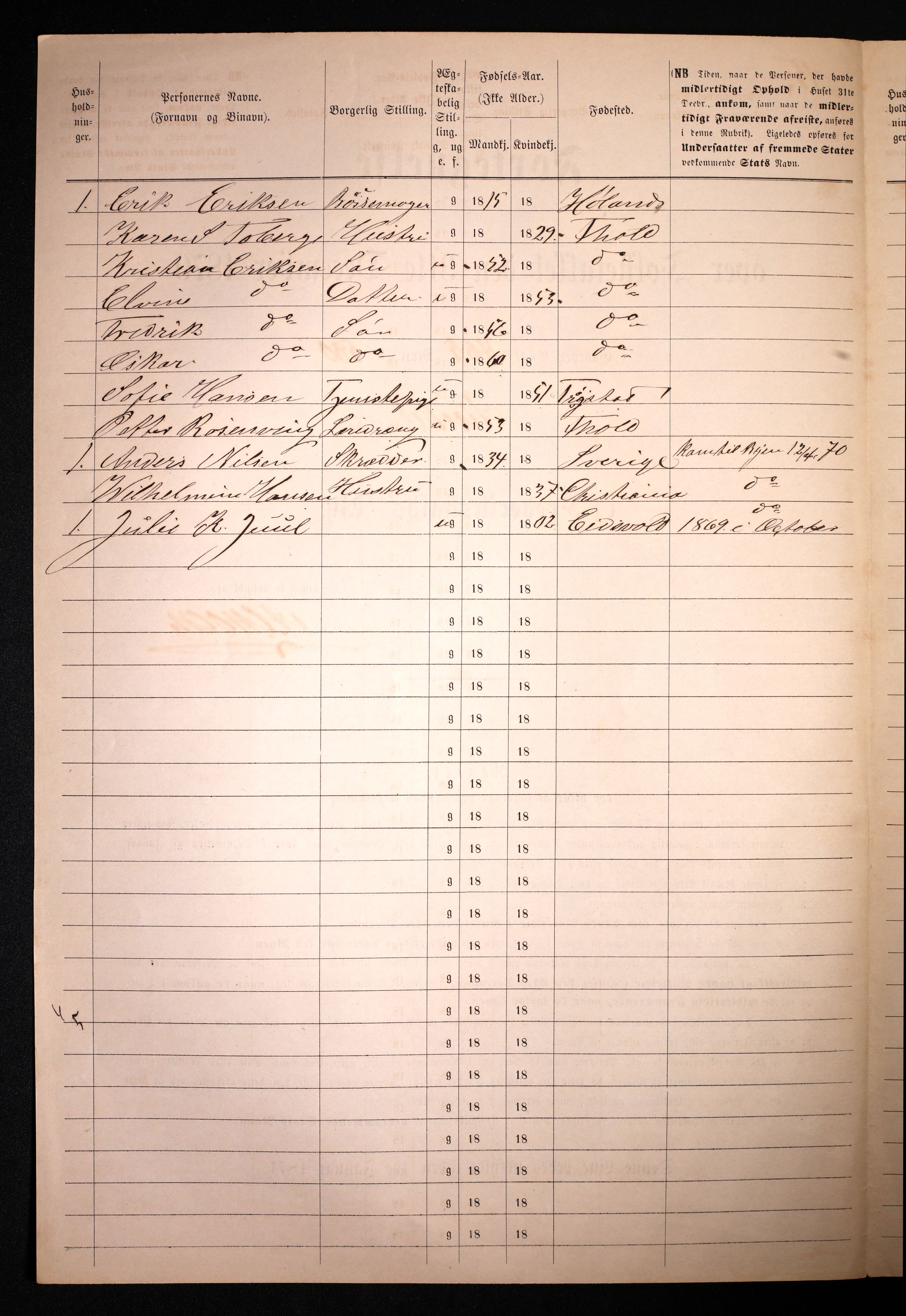 RA, 1870 census for 0101 Fredrikshald, 1870, p. 1736