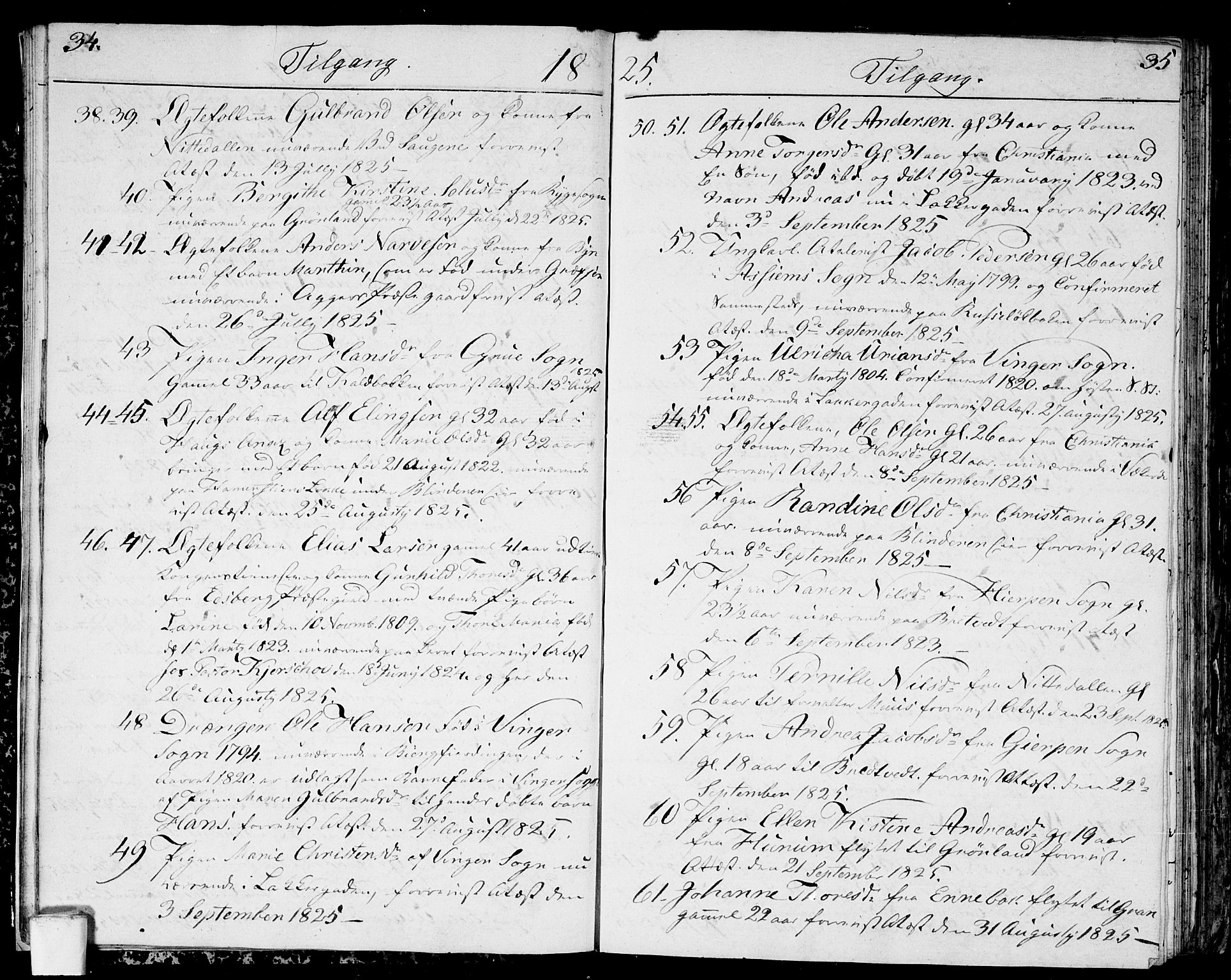 Aker prestekontor kirkebøker, AV/SAO-A-10861/F/L0014a: Parish register (official) no. 14A, 1820-1833, p. 34-35