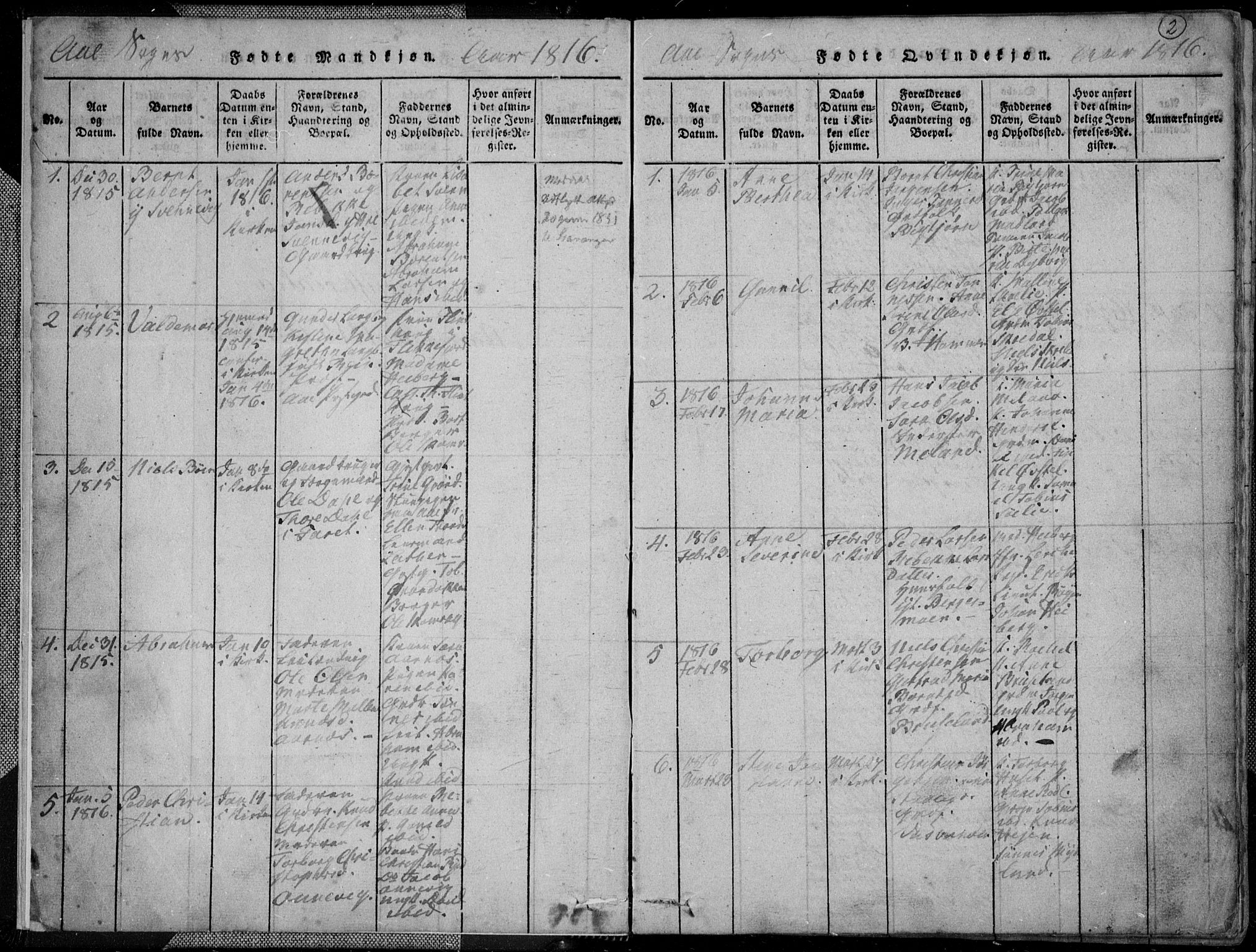 Lyngdal sokneprestkontor, AV/SAK-1111-0029/F/Fa/Fac/L0006: Parish register (official) no. A 6, 1815-1825, p. 3