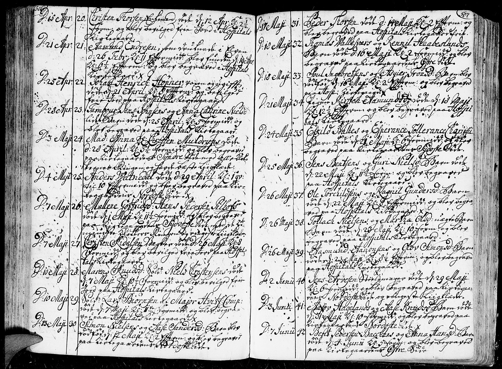 Kristiansand domprosti, AV/SAK-1112-0006/F/Fa/L0001: Parish register (official) no. A 1, 1734-1793, p. 506-507