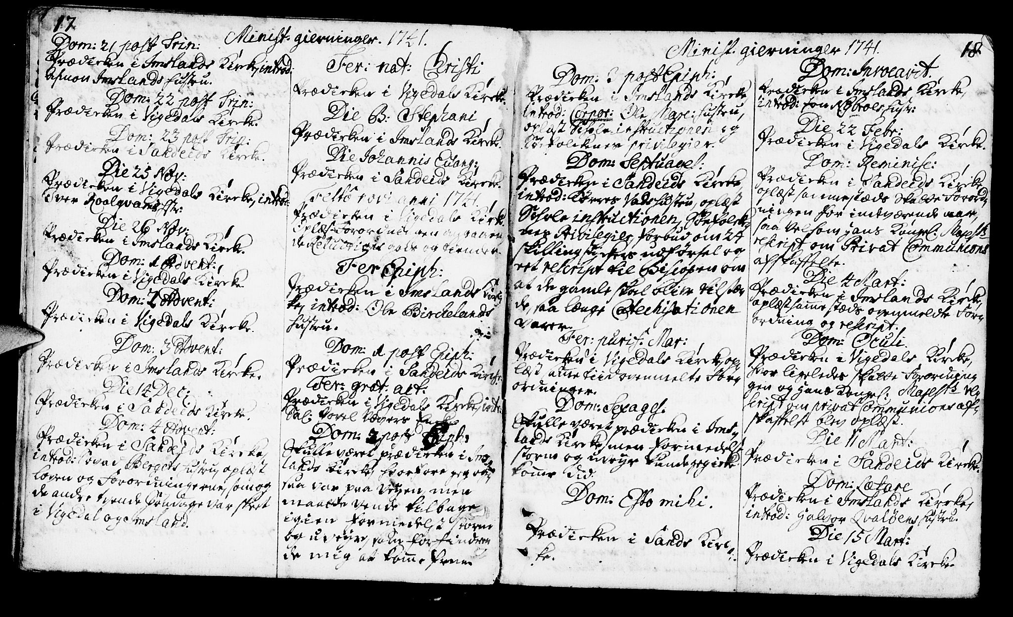 Vikedal sokneprestkontor, AV/SAST-A-101840/01/IV: Parish register (official) no. A 1, 1737-1778, p. 17-18