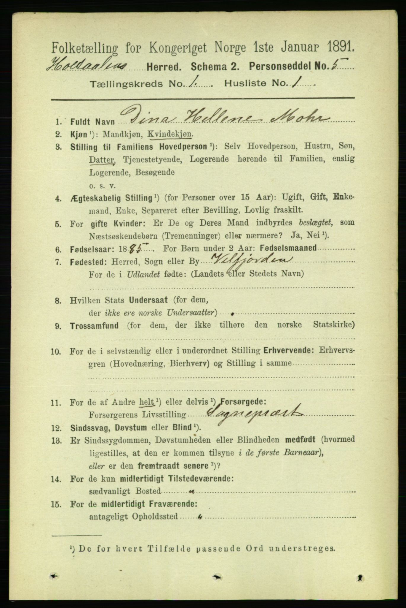 RA, 1891 census for 1645 Haltdalen, 1891, p. 96