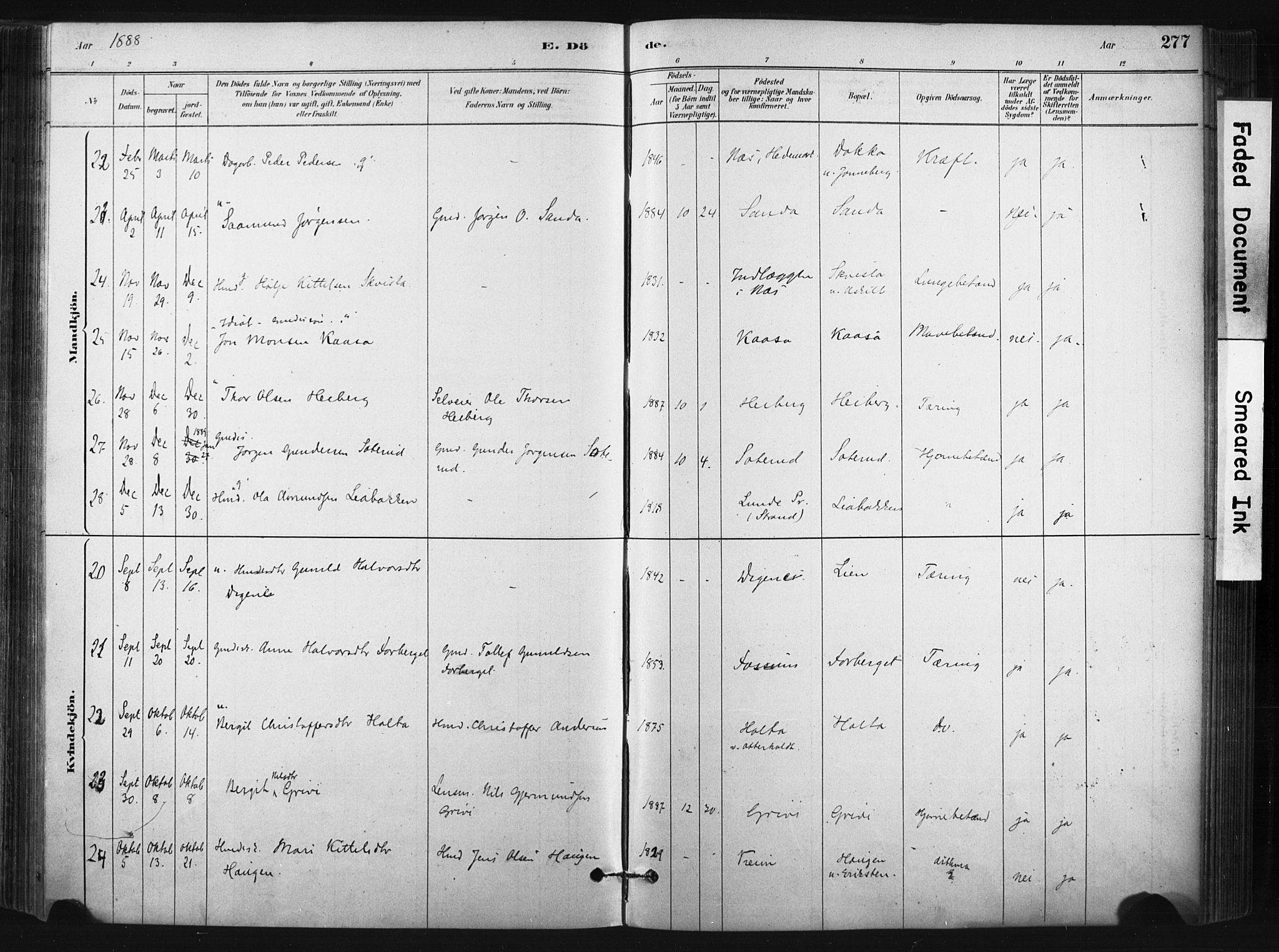 Bø kirkebøker, SAKO/A-257/F/Fa/L0010: Parish register (official) no. 10, 1880-1892, p. 277