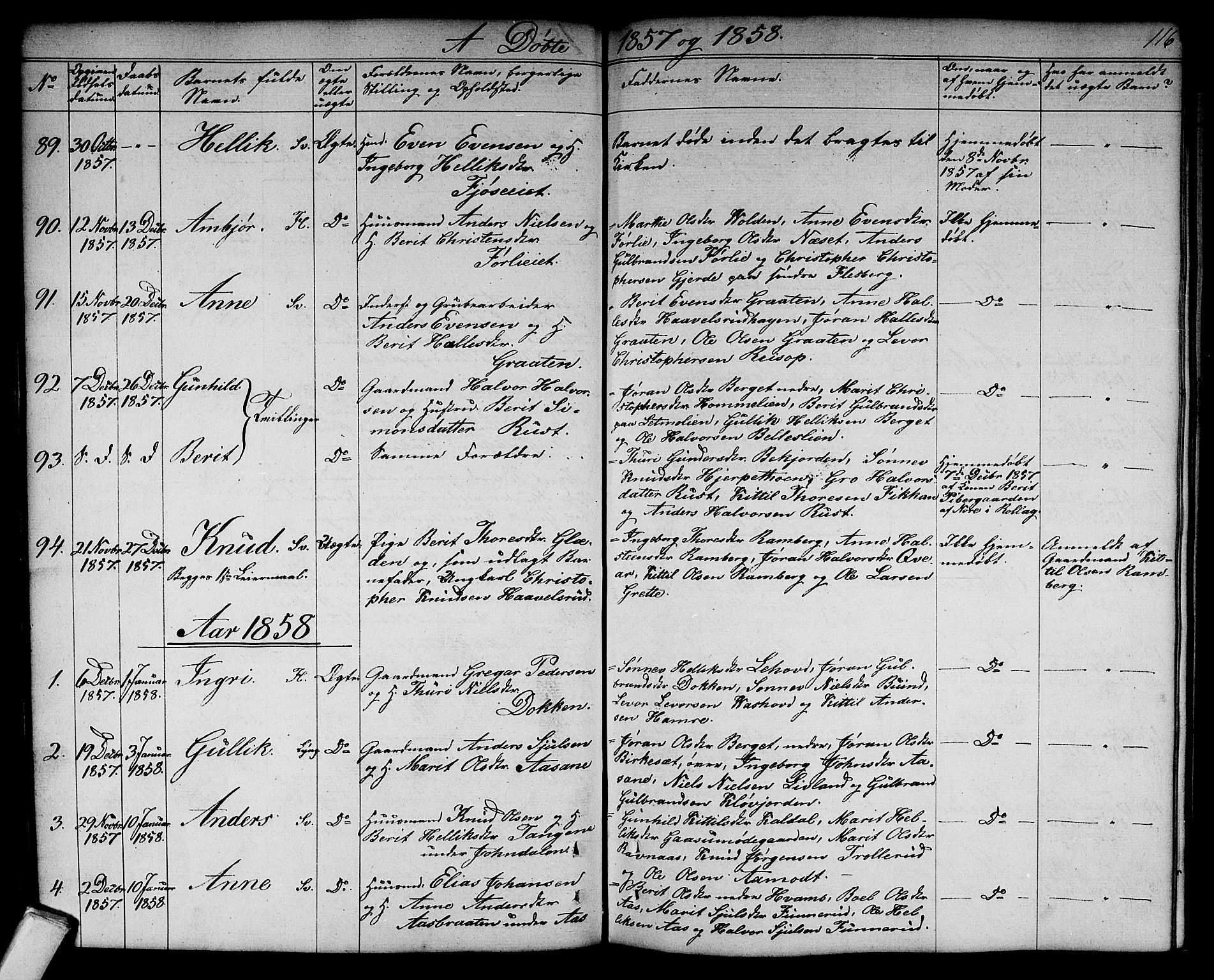 Flesberg kirkebøker, SAKO/A-18/G/Ga/L0002: Parish register (copy) no. I 2, 1834-1860, p. 116