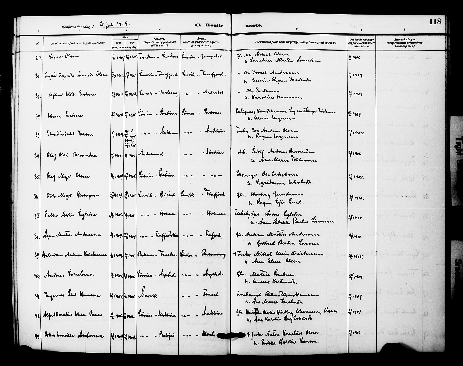 Tranøy sokneprestkontor, AV/SATØ-S-1313/I/Ia/Iab/L0023klokker: Parish register (copy) no. 23, 1913-1928, p. 118