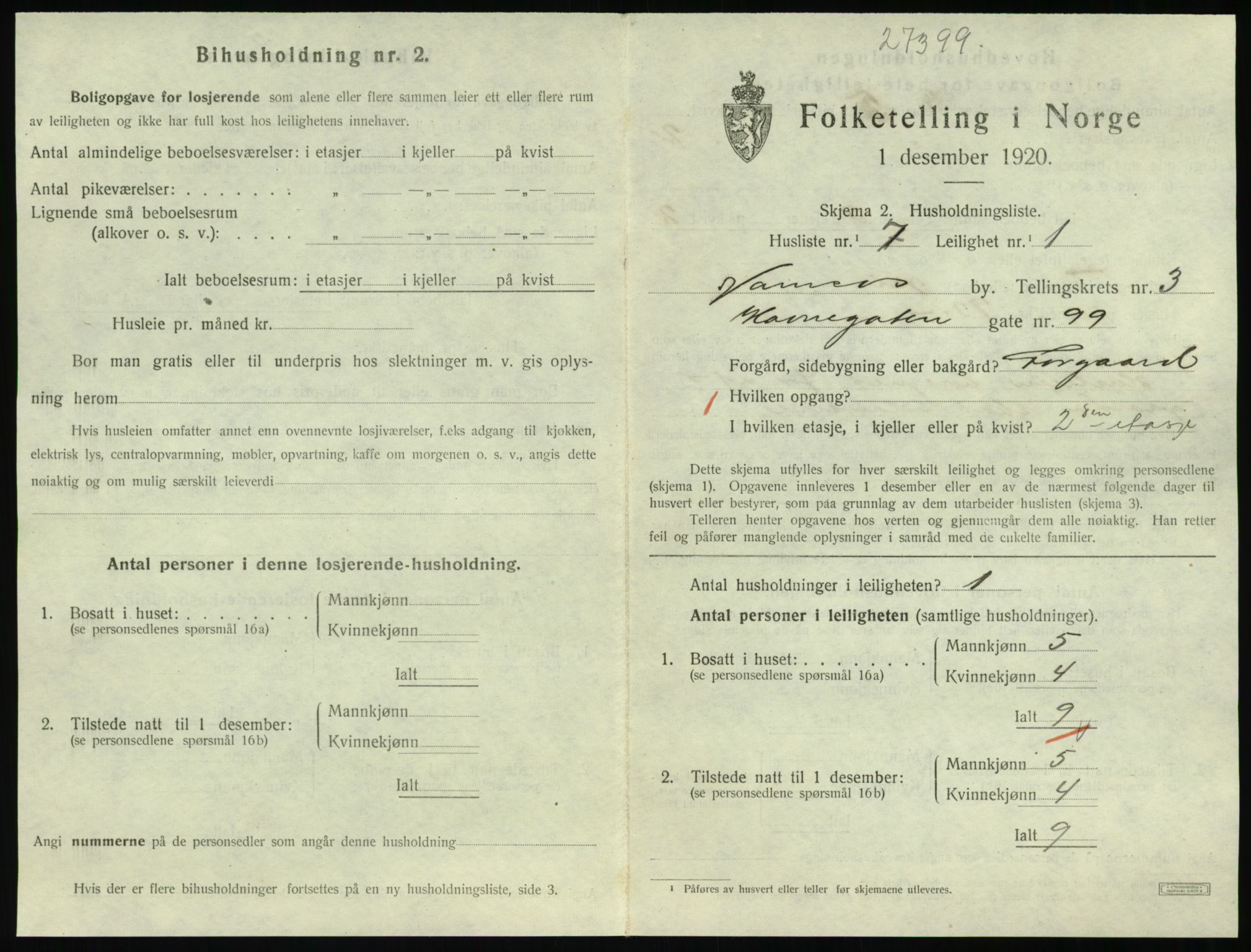 SAT, 1920 census for Namsos, 1920, p. 1153