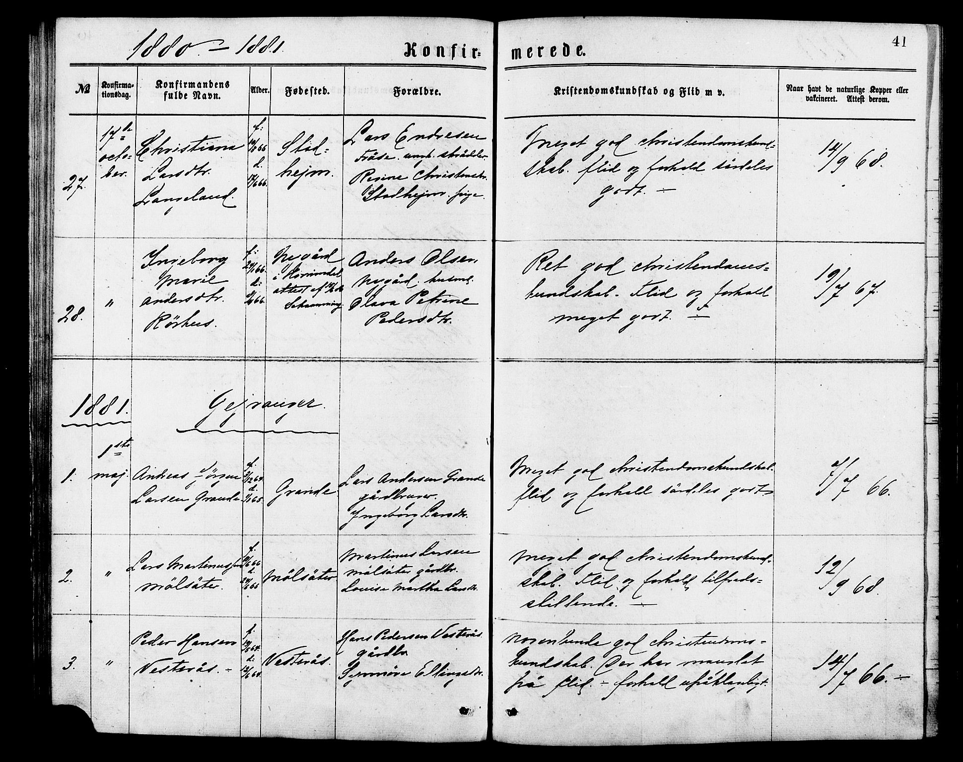 Ministerialprotokoller, klokkerbøker og fødselsregistre - Møre og Romsdal, SAT/A-1454/517/L0227: Parish register (official) no. 517A07, 1870-1886, p. 41