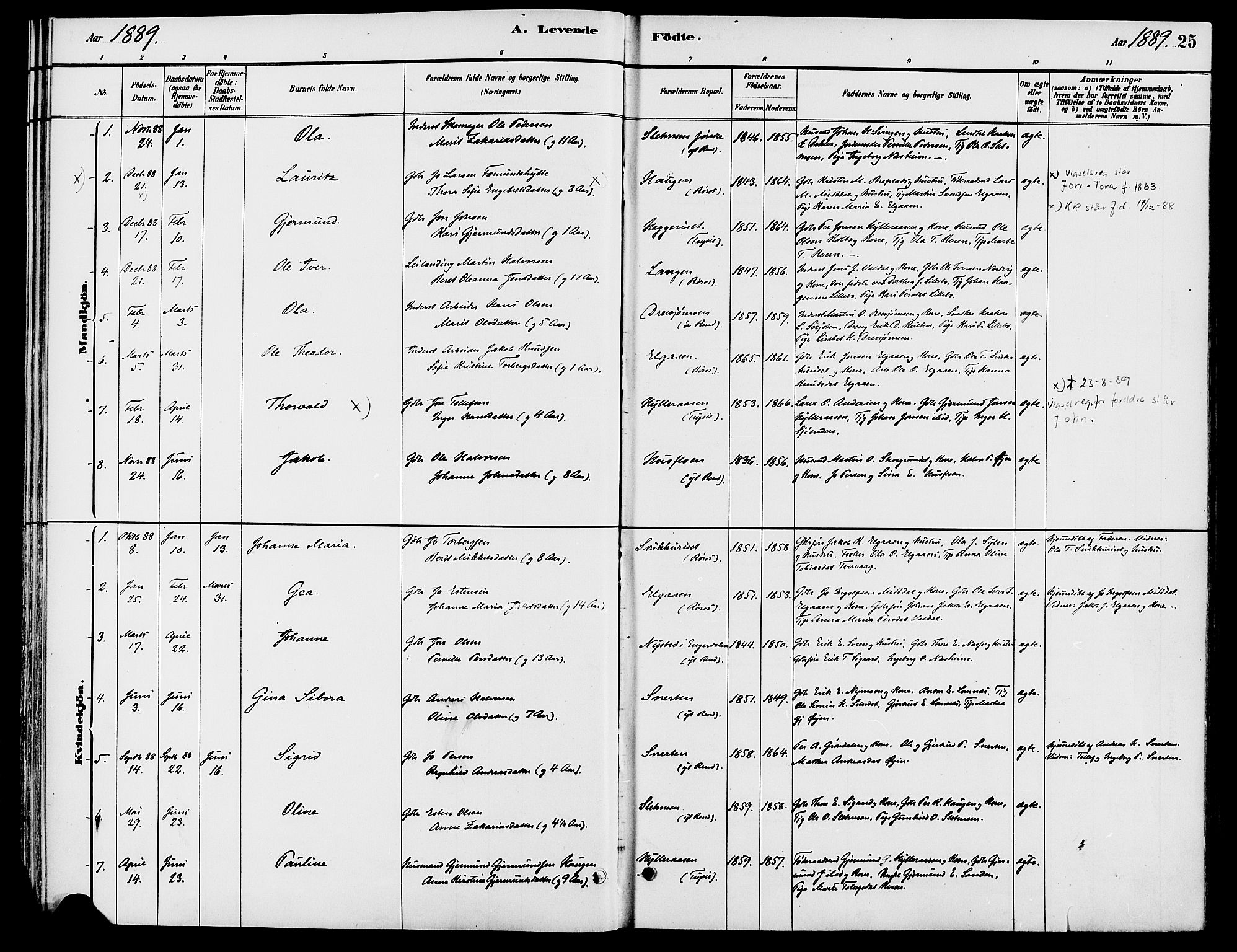 Engerdal prestekontor, AV/SAH-PREST-048/H/Ha/Haa/L0001: Parish register (official) no. 1, 1881-1898, p. 25