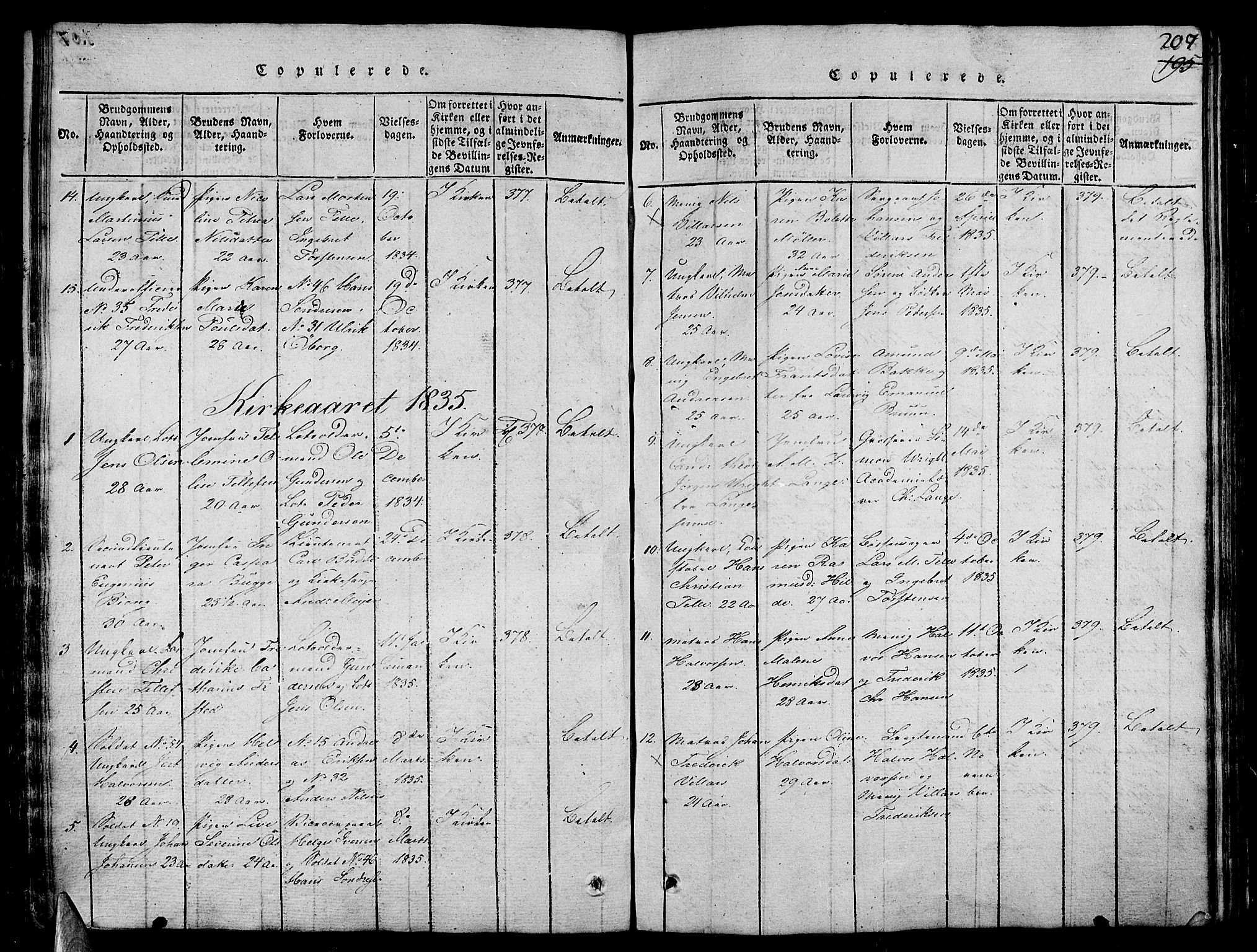 Stavern kirkebøker, AV/SAKO-A-318/G/Ga/L0001: Parish register (copy) no. 1, 1817-1841, p. 207